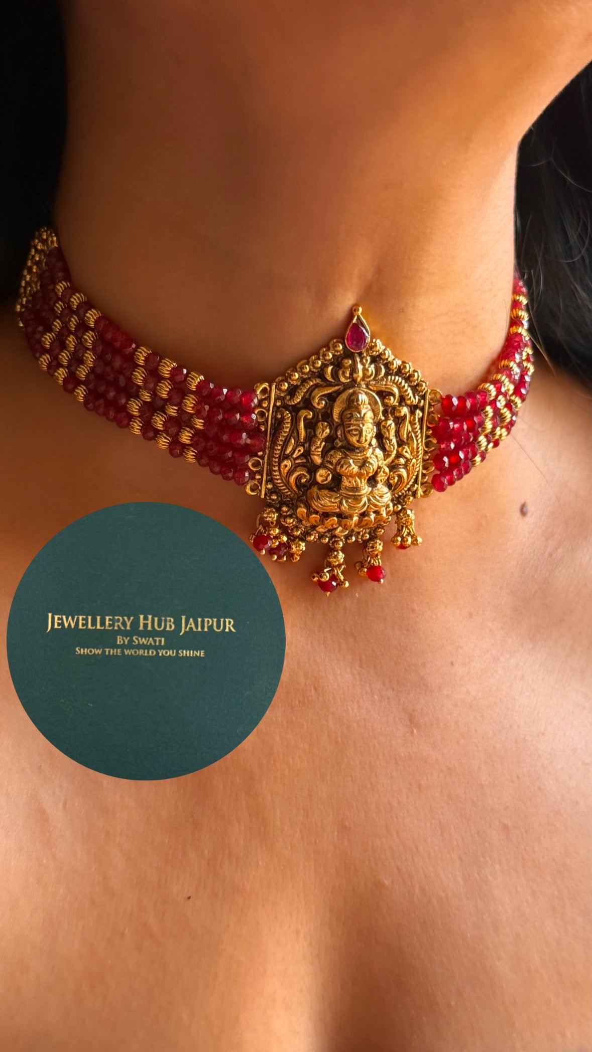 Goddess Laxmi ruby choker set