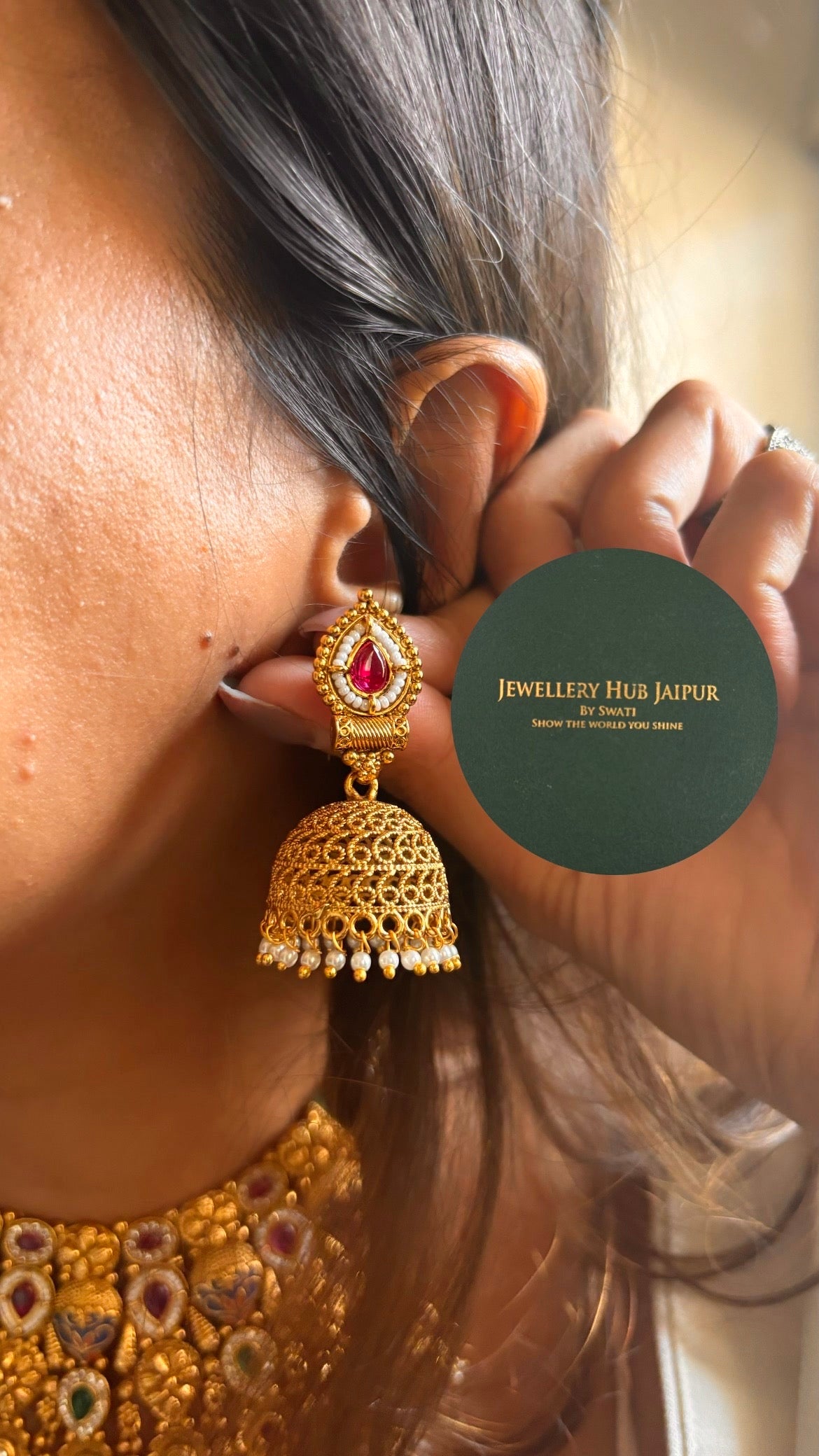 Meenakari gold necklace