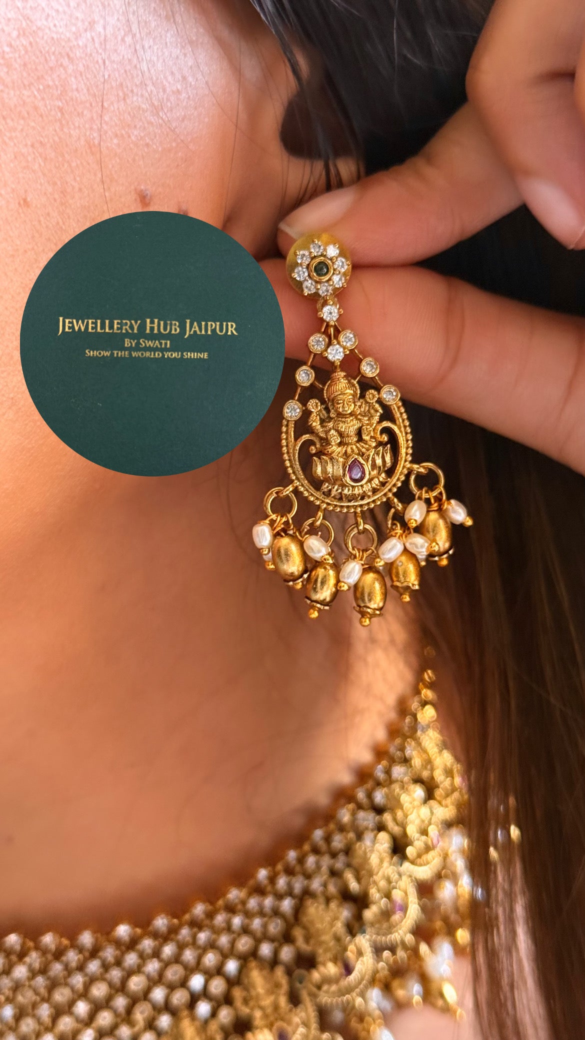 Goddess laxmi designer temple choker set