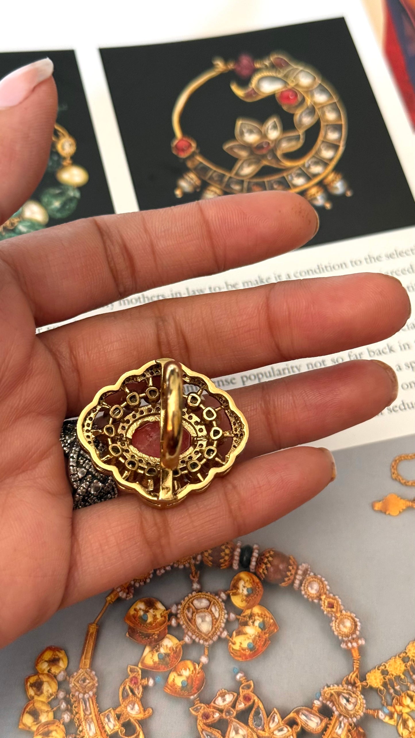 Rose quartz real moissanite Ring