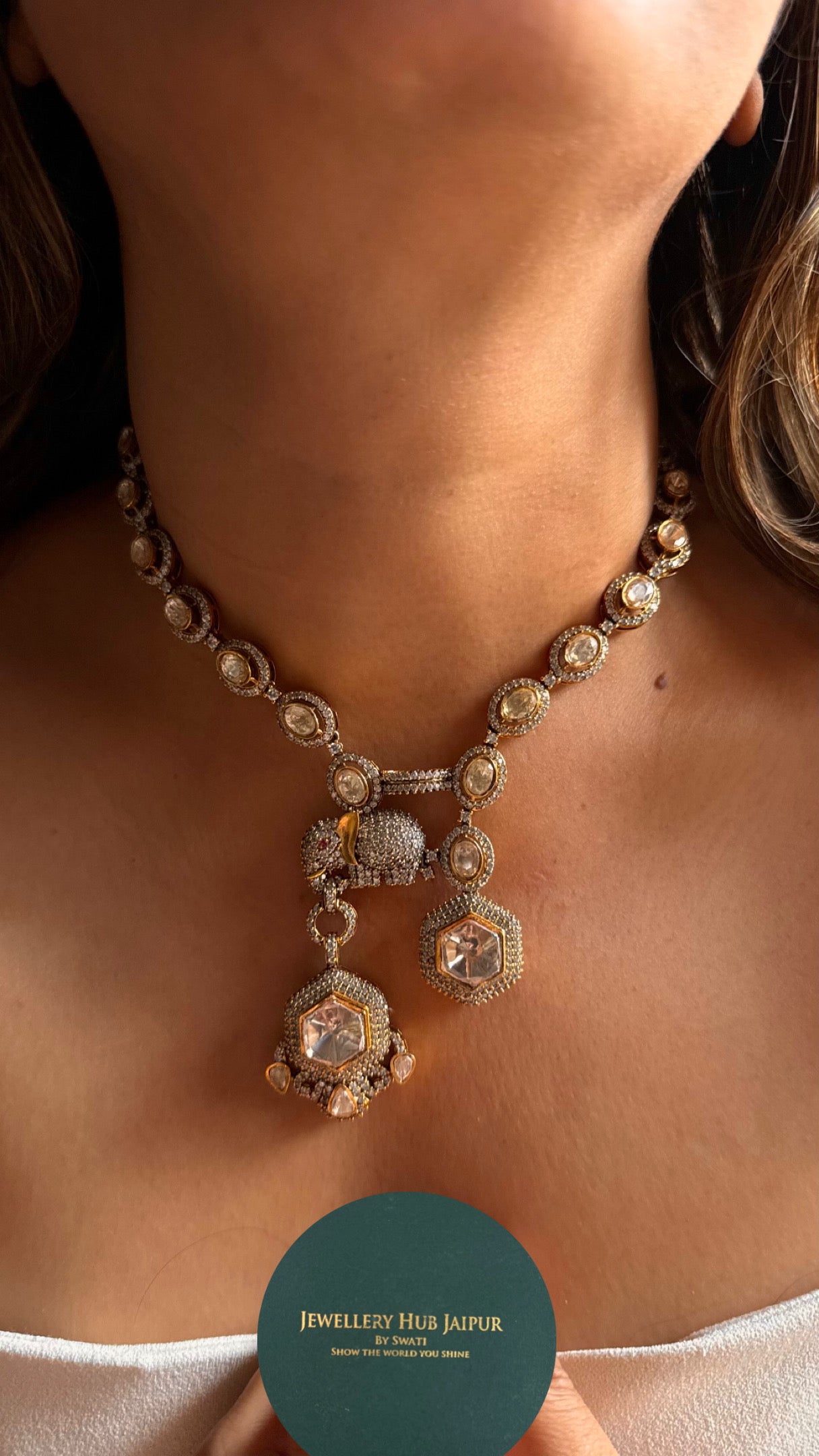 Gaj Designer peeli polki cocktail necklace