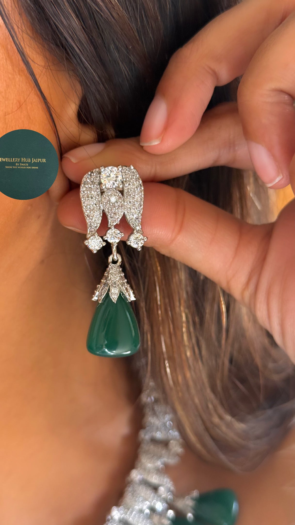 Emerald cocktail diamond designer necklace