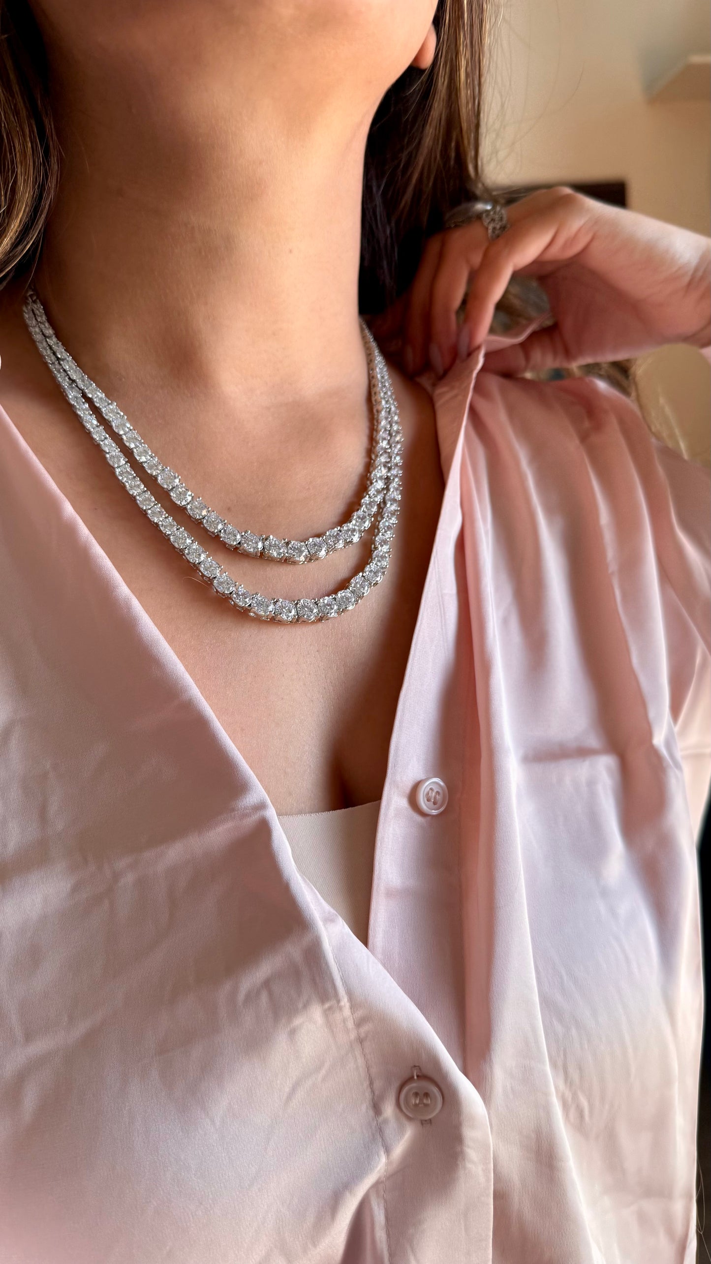 Dual layered diamond necklace