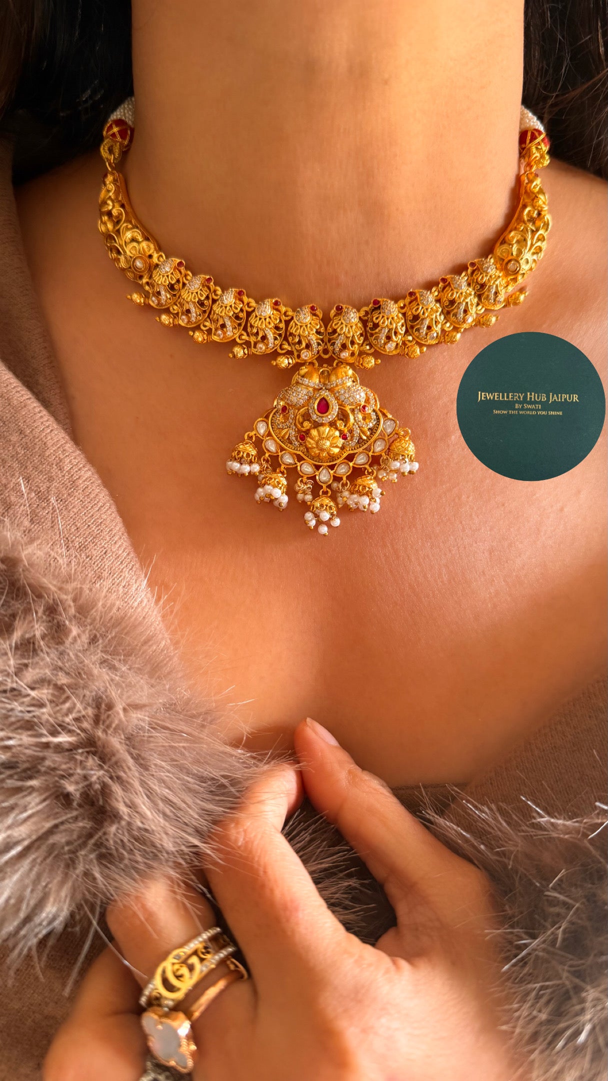 heritage gold polki necklace