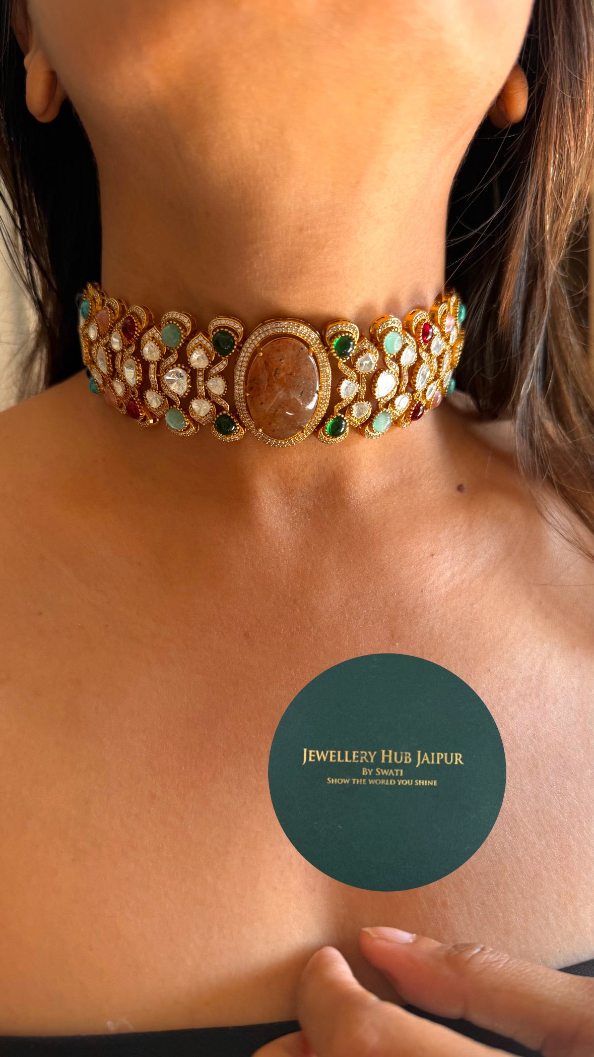 Sabyasachi inspired navratna necklace