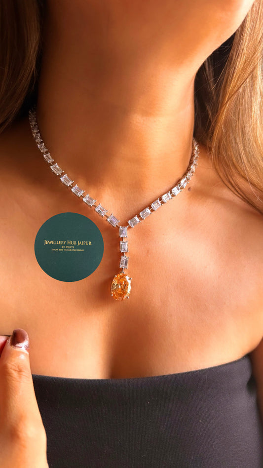 Peach Minimal cz diamond necklace