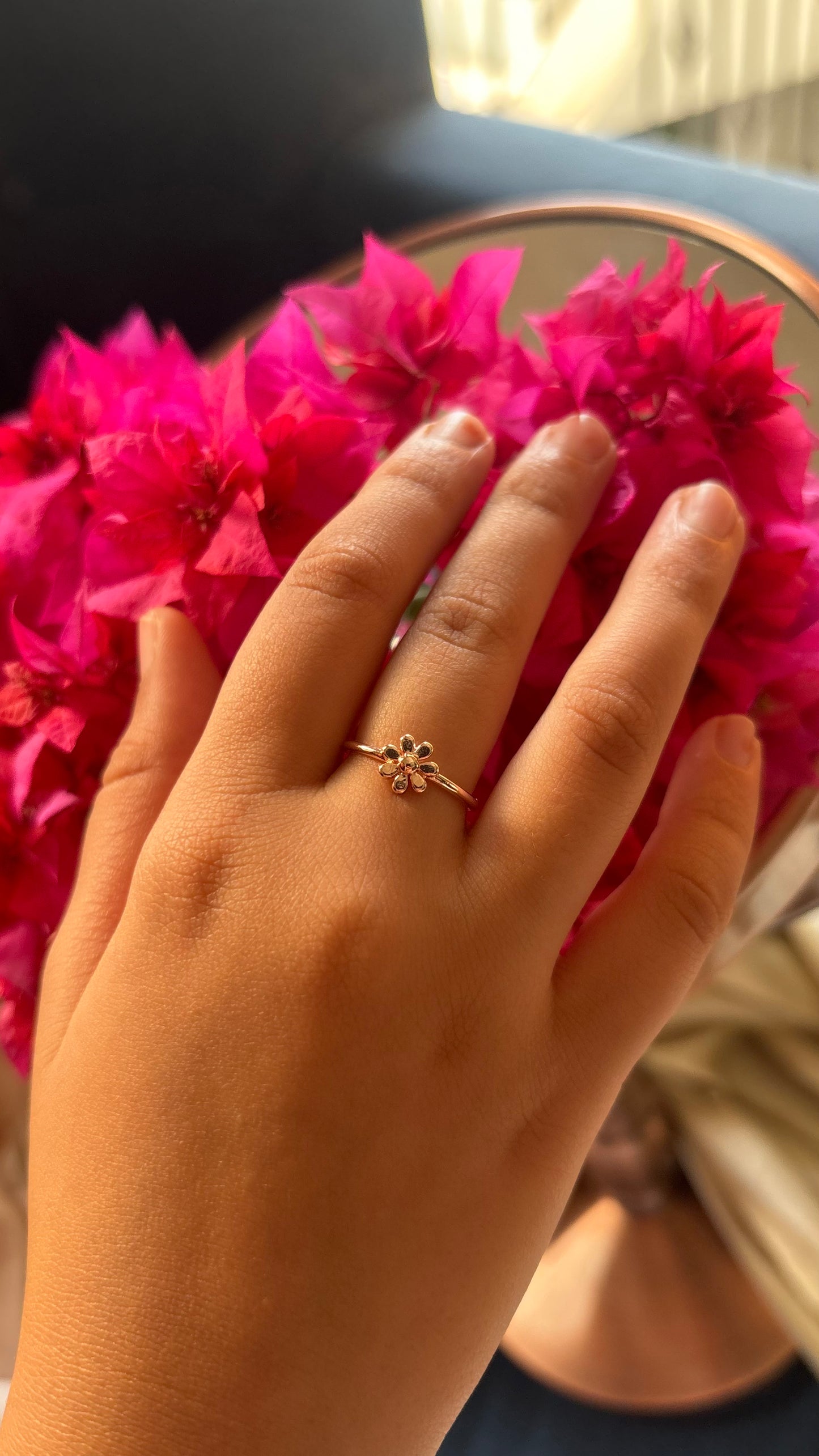 floral gold Adjustable kids ring