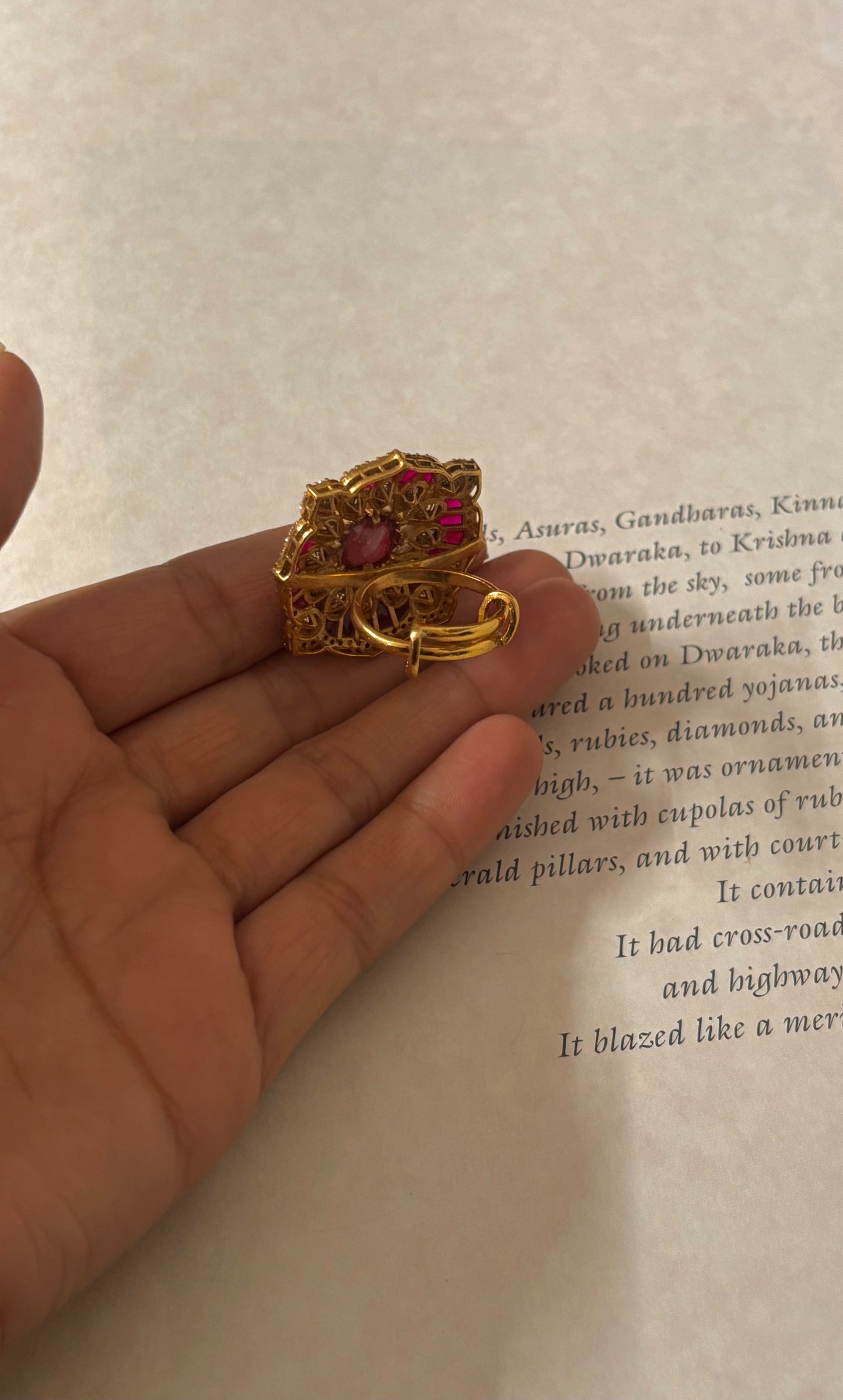Ruby takkar work adjustable ring