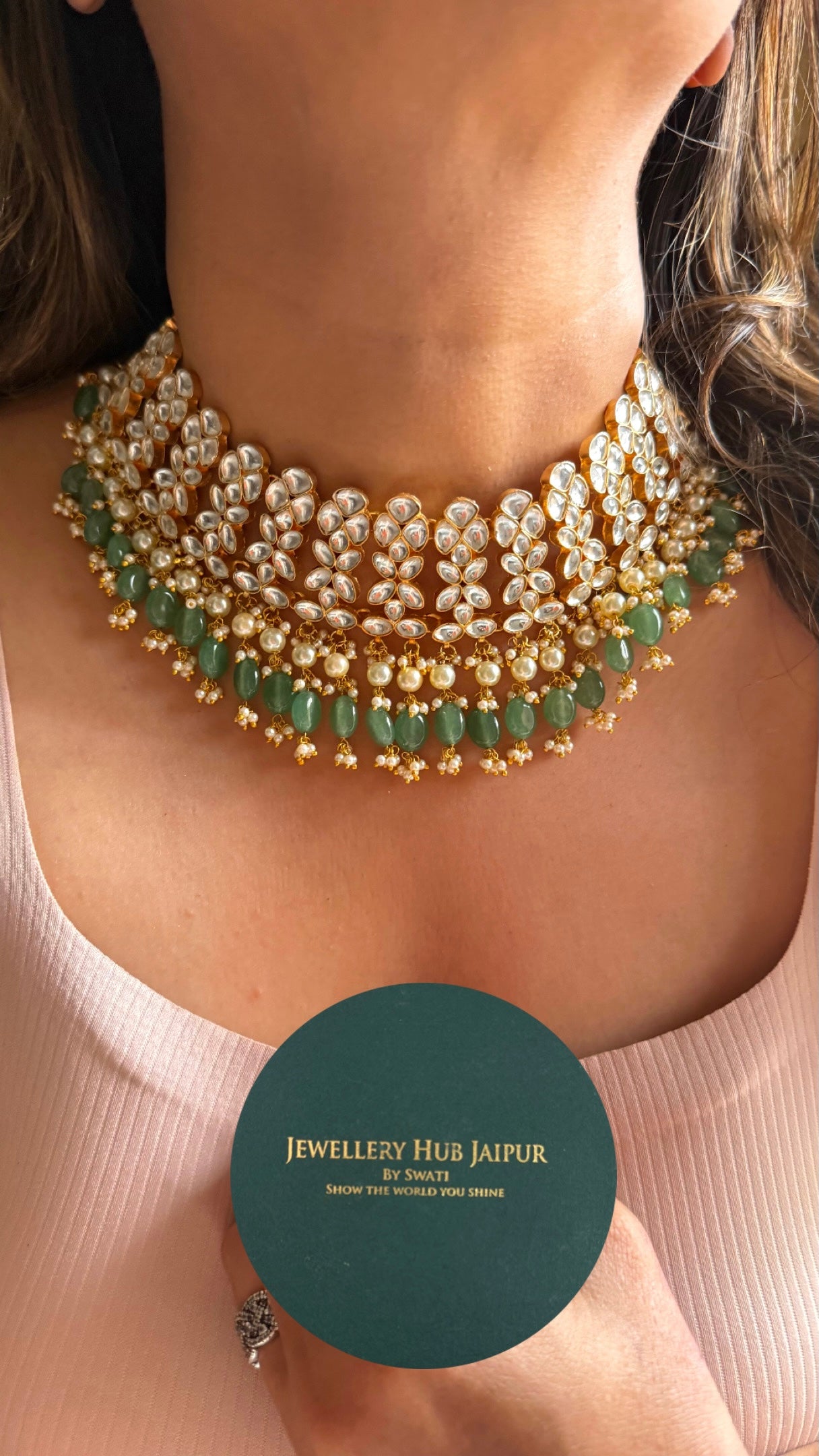 Paachi Kundan with strawberry drops bridal choker necklace