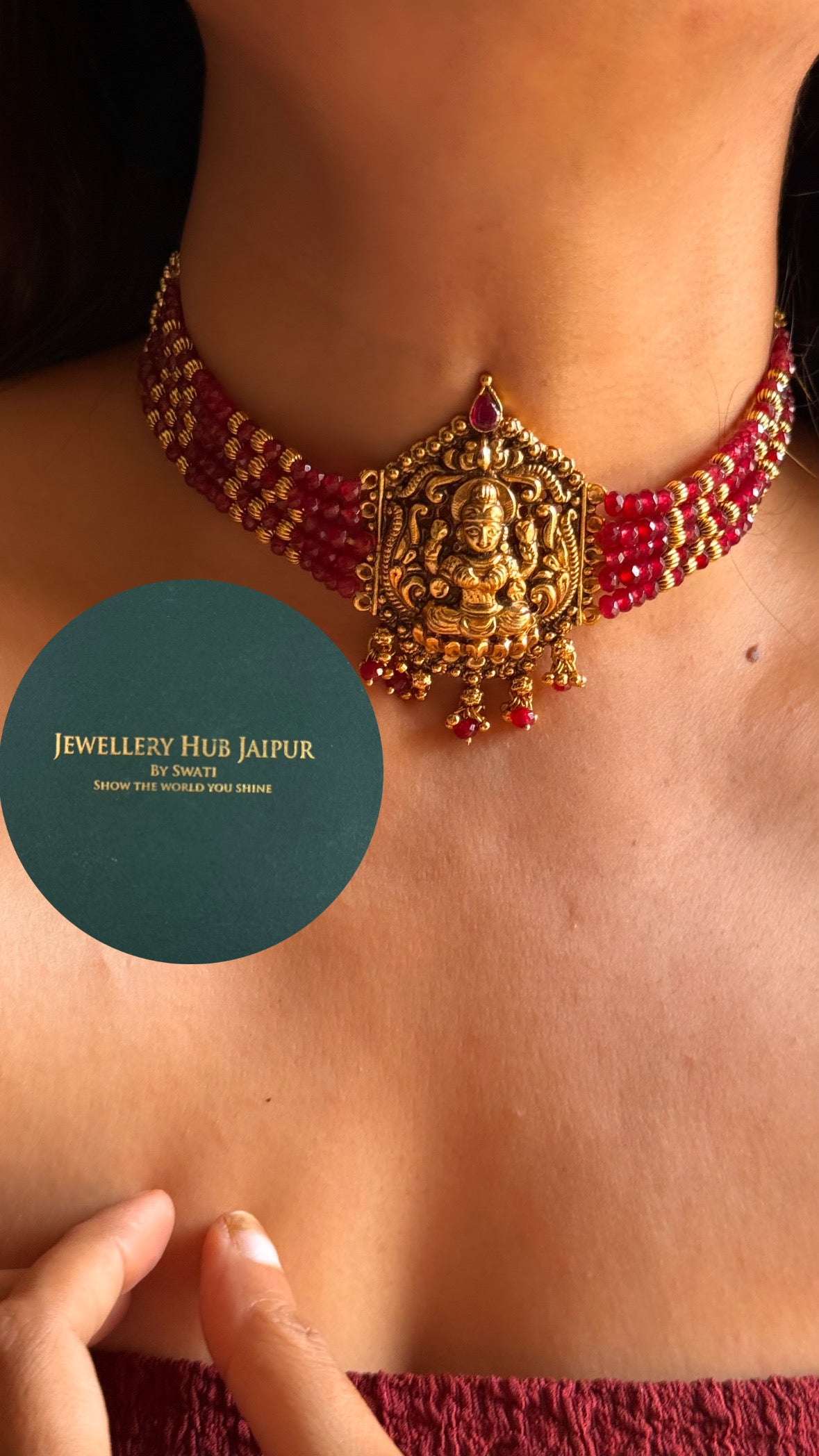 Goddess Laxmi ruby choker set