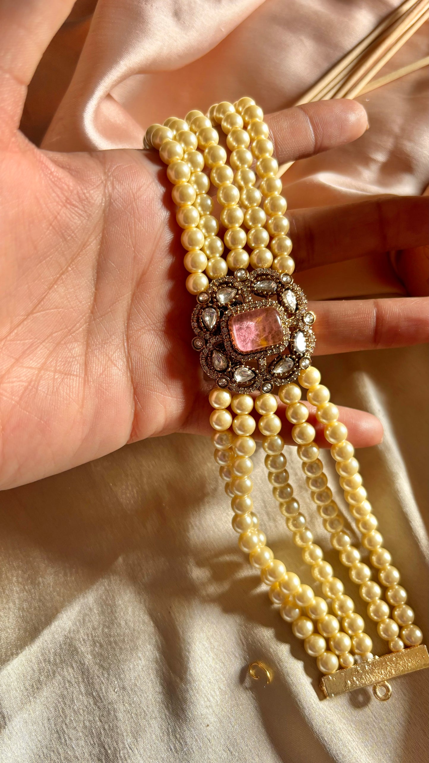 Heer Rose quartz Victorian minimalist choker