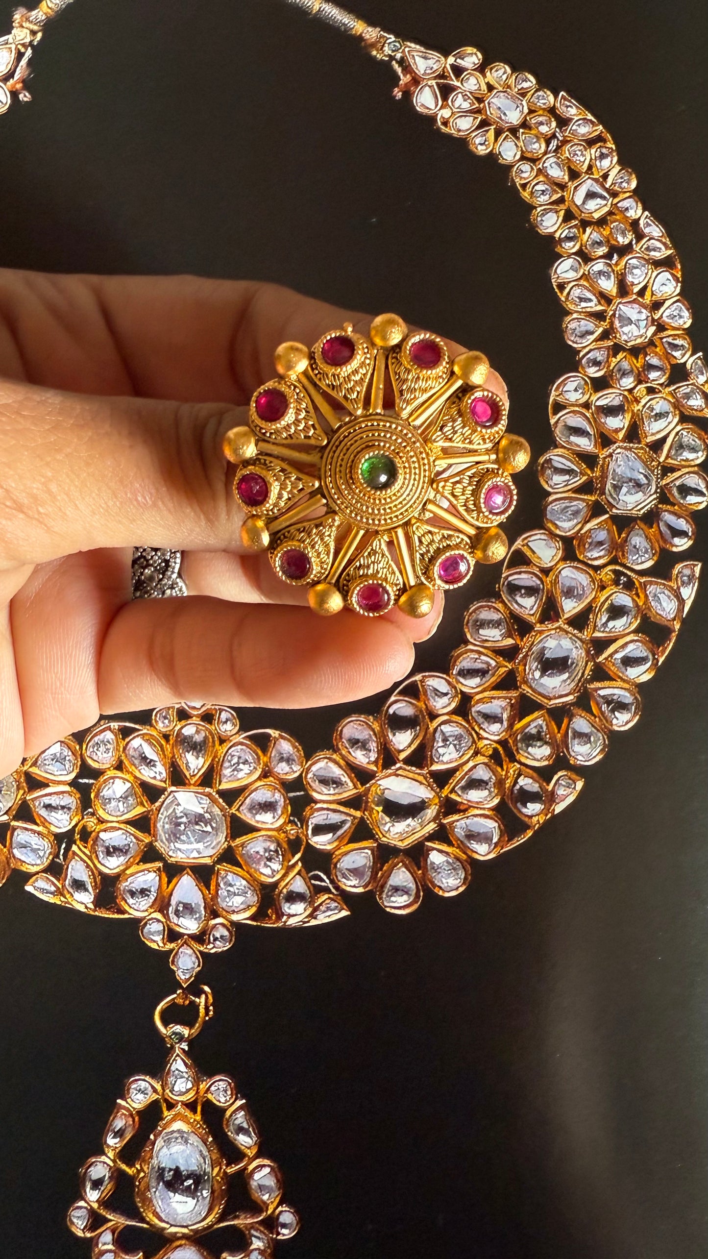 Ruby & emerald Rajwada adjustable ring