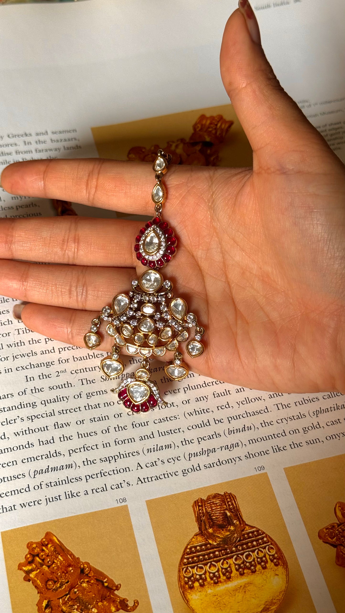 Rani pink ruby katdana moissanite Maangtika