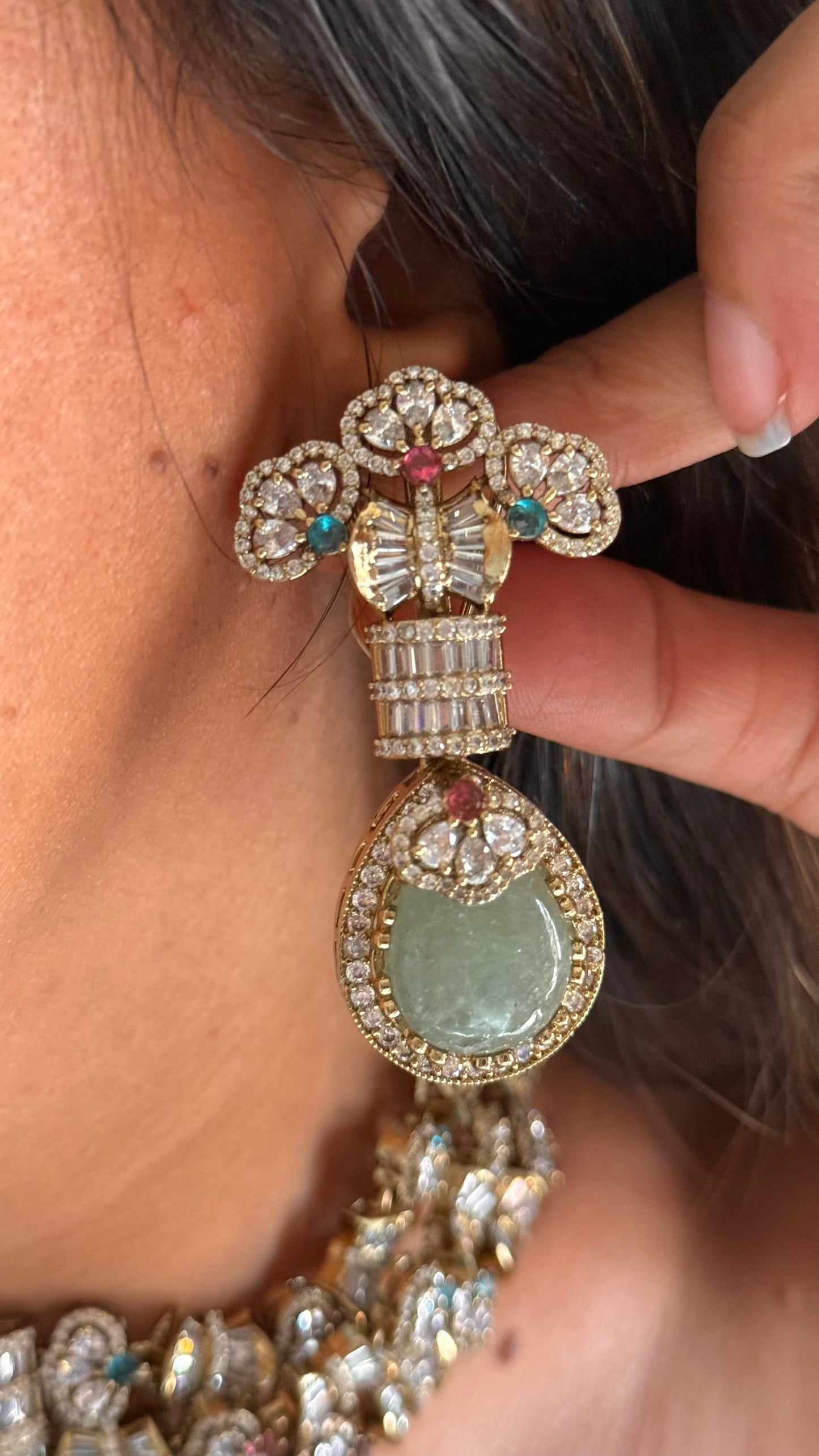 Royal Sabyasachi inspired with mint stone navratna Necklace