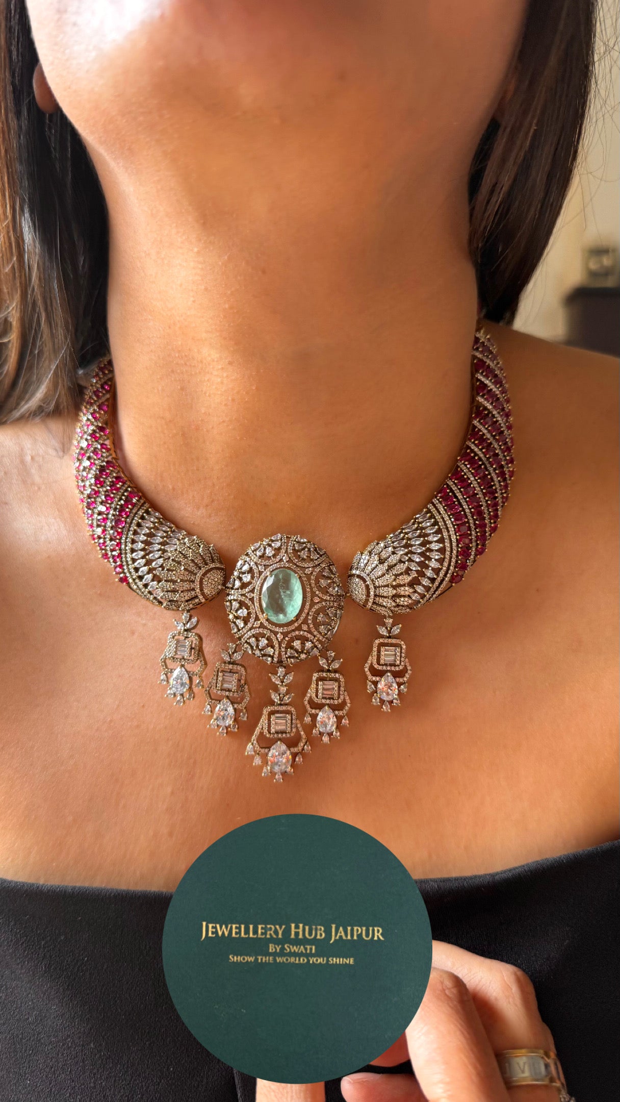 Rani Pink & Mint victorian necklace