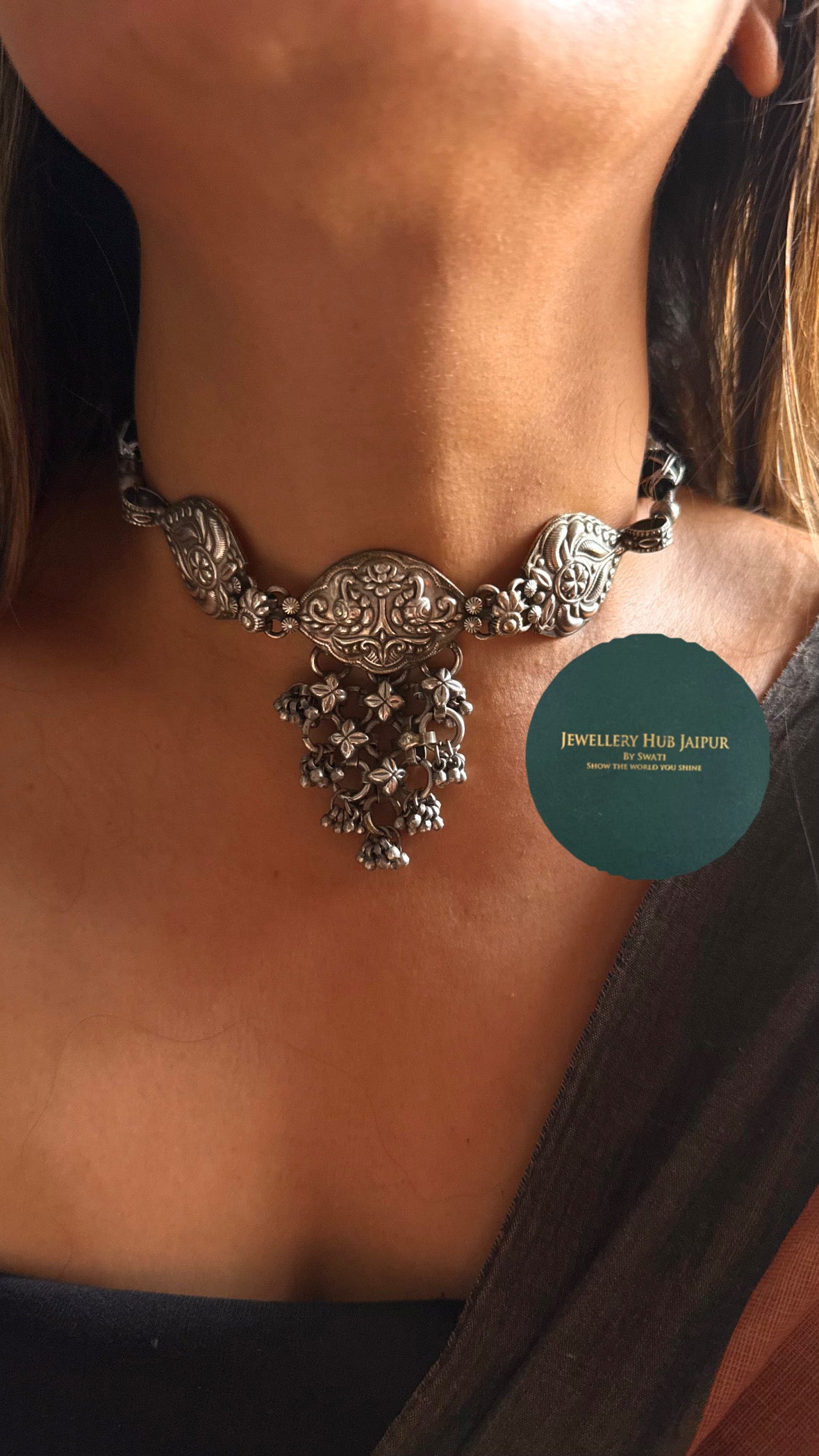 Santhal Tribal Floral Ghungroo Drop Choker