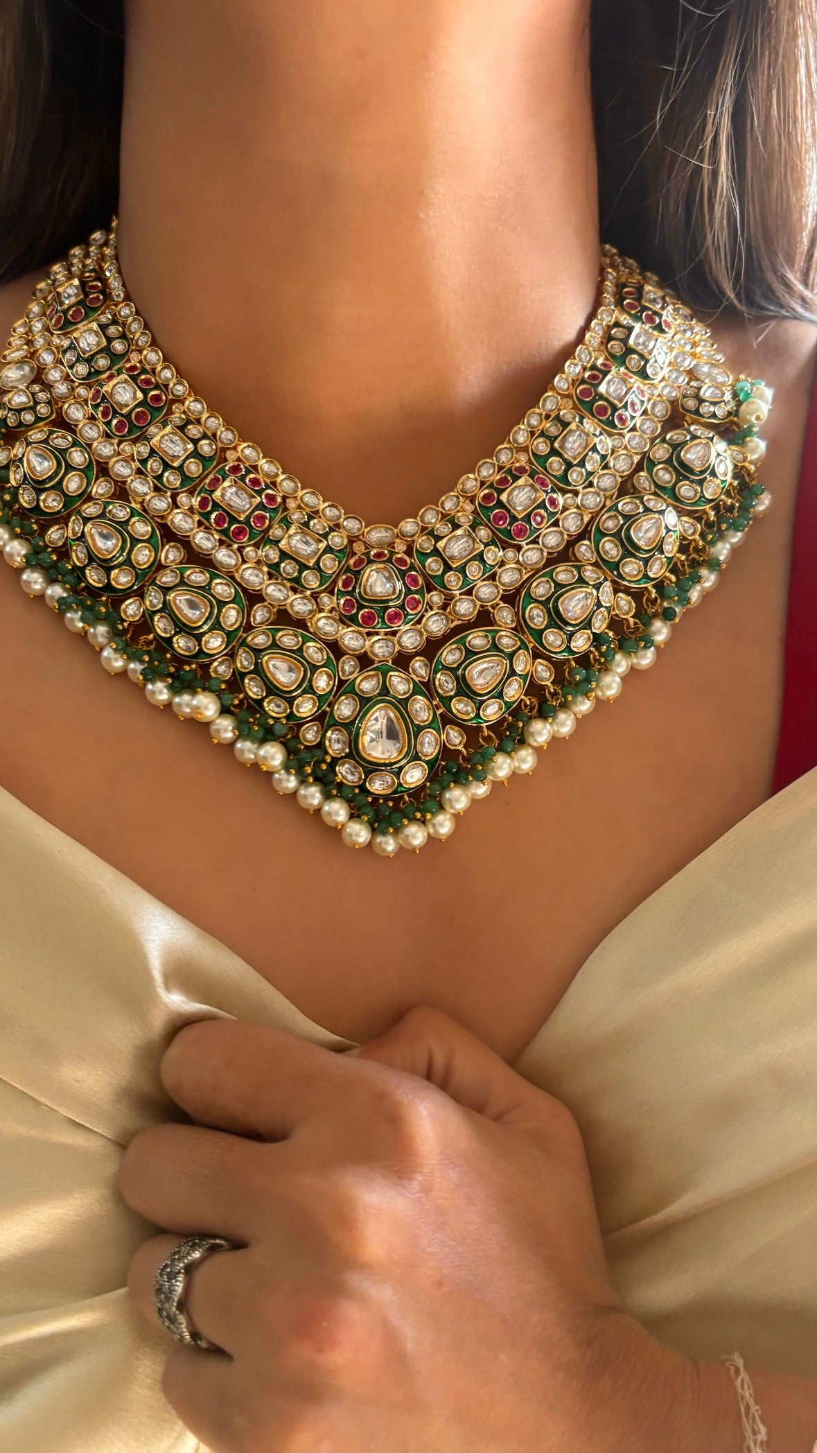 Bridal Asia inspired Chandi polki necklace