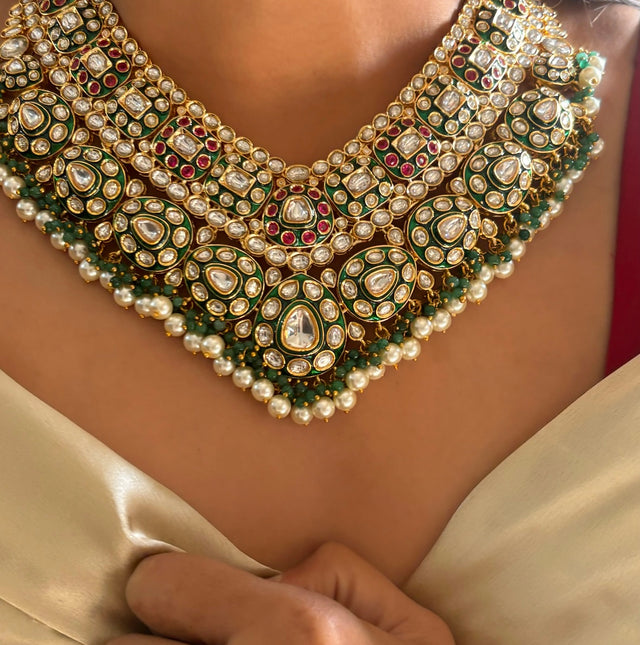 Bridal Asia inspired Chandi polki necklace