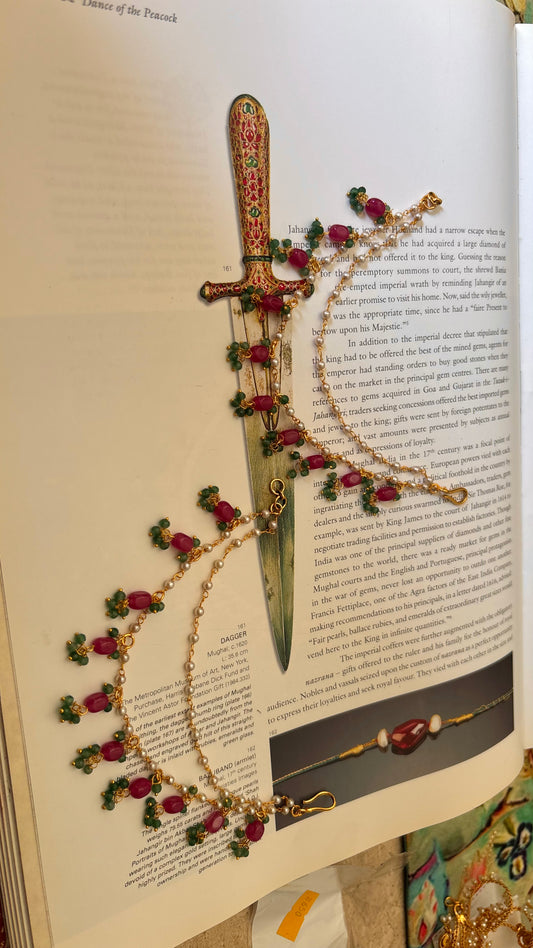 Double layer ruby & emerald drops Kaan chain