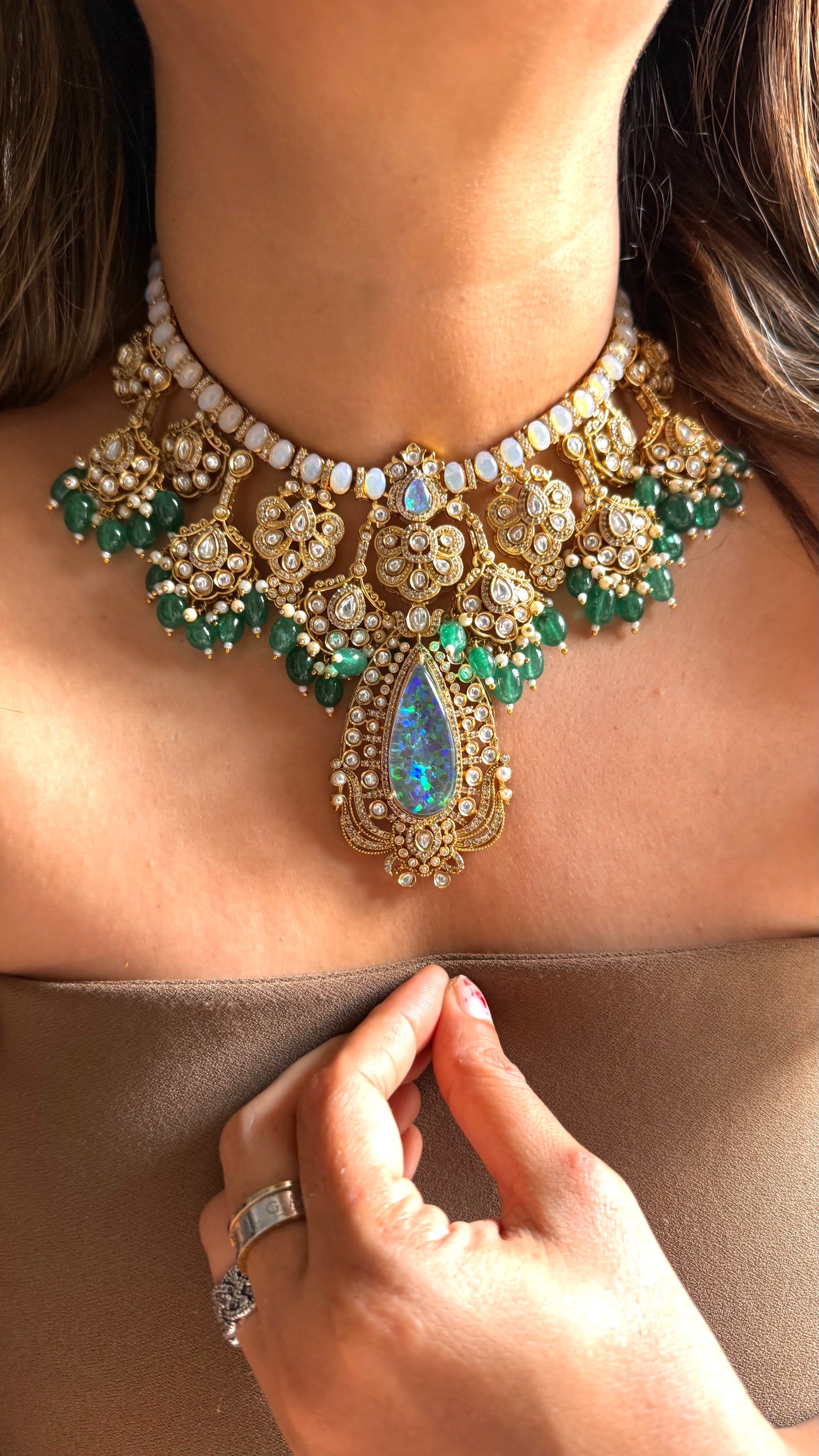 Opal & Emerald necklace set