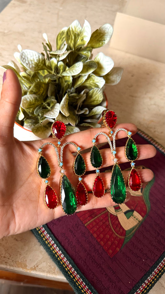 Sabyasachi inspired emerald & ruby earrings