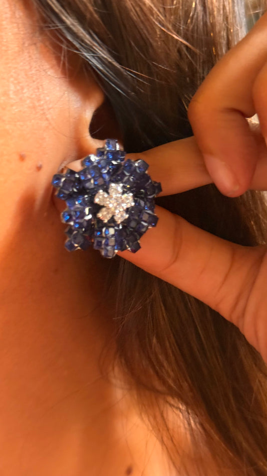 Sapphire diamond floral studs