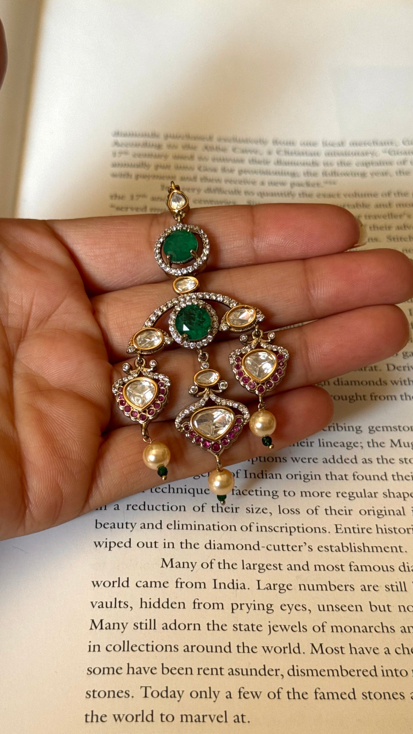 Emerald doublet  & Rani pink with drop Maangtika
