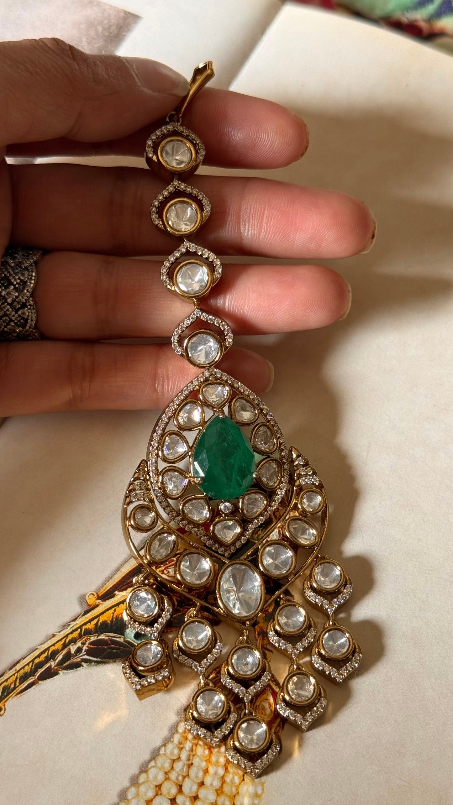 Emerald  with doublet stone bridal combo Necklace