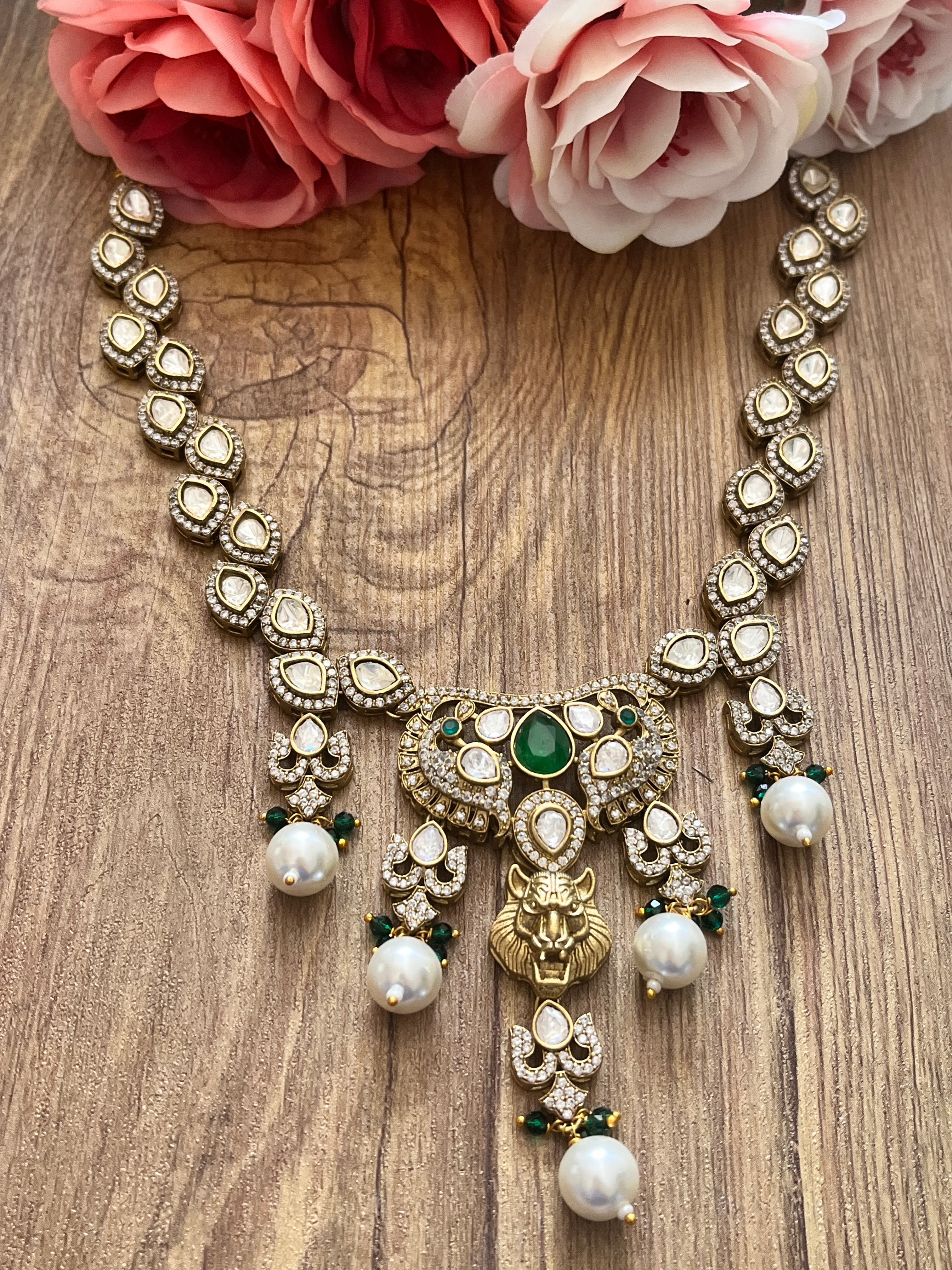 Sabyasachi leopard Emerald Necklace