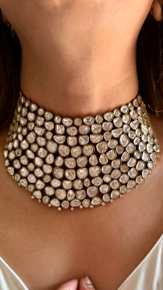 Arshiya 2.0 Moissanite poki choker set in victorian (Can be made on order in 10-15 days)