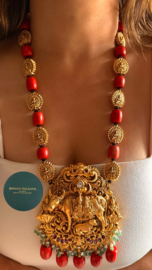Nandi nakashi temple heritage coral Necklace