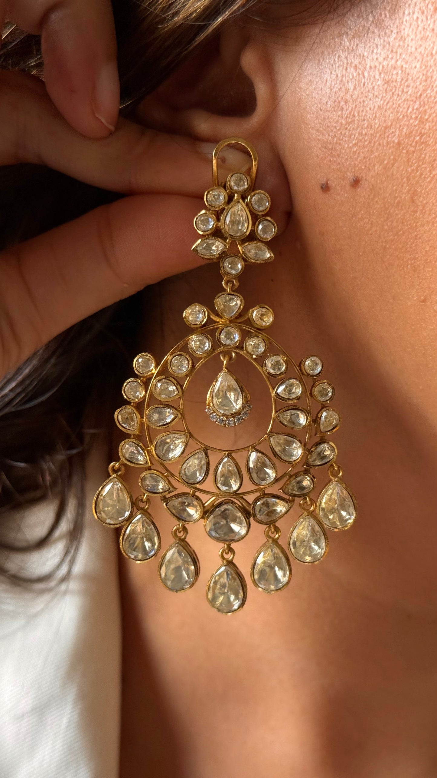Peeli polki chandbali earrings