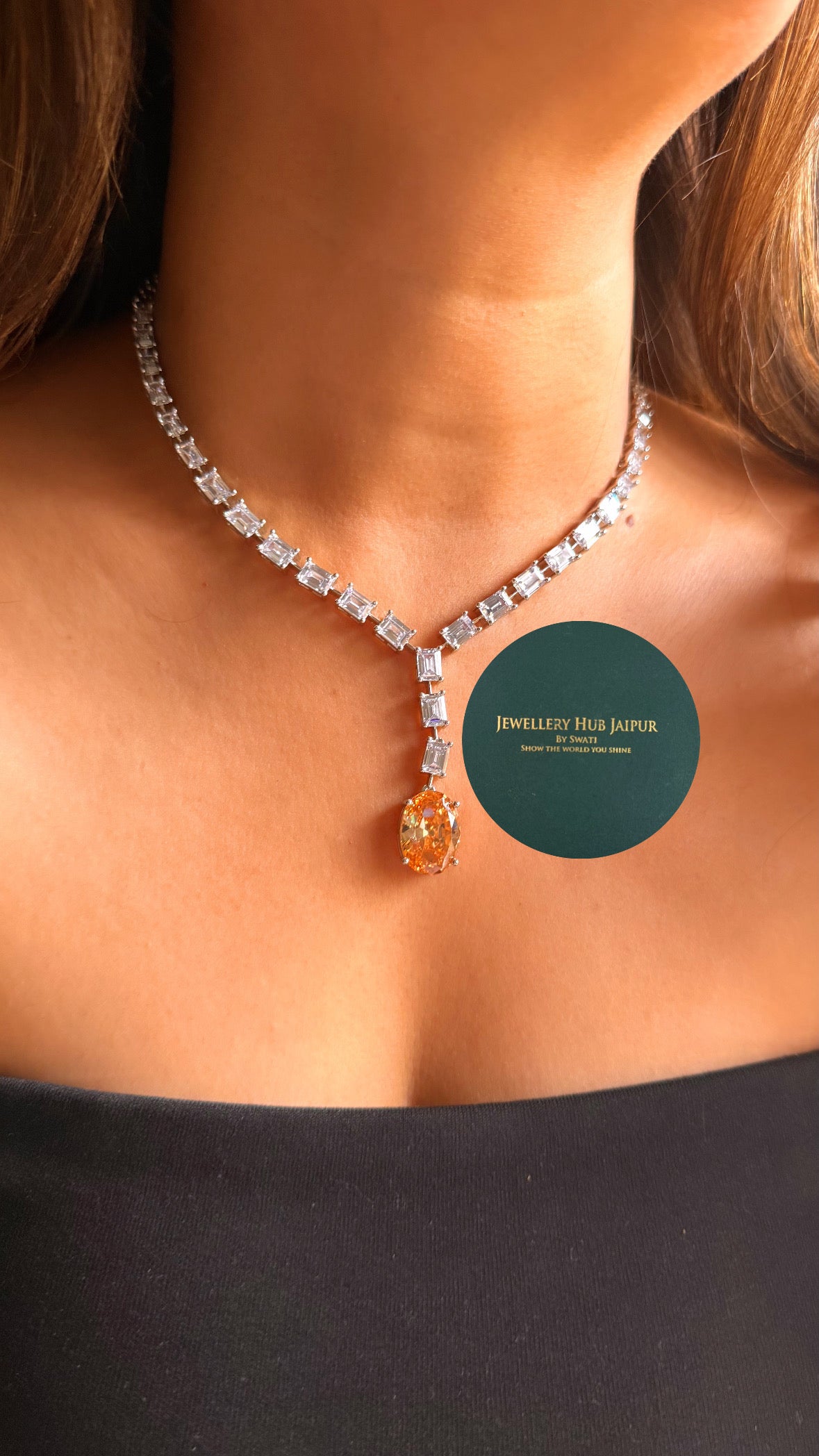 Peach Minimal cz diamond necklace
