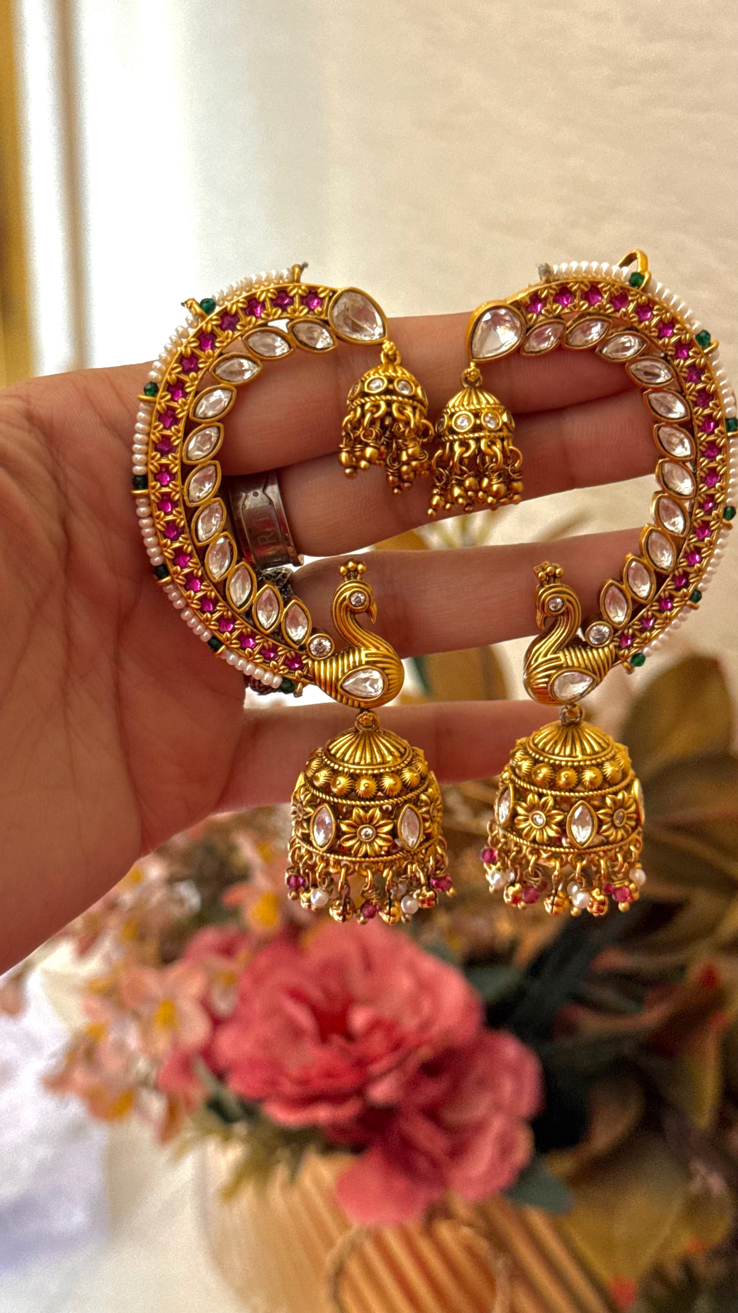 Ruby dual dual jhumki earcuff