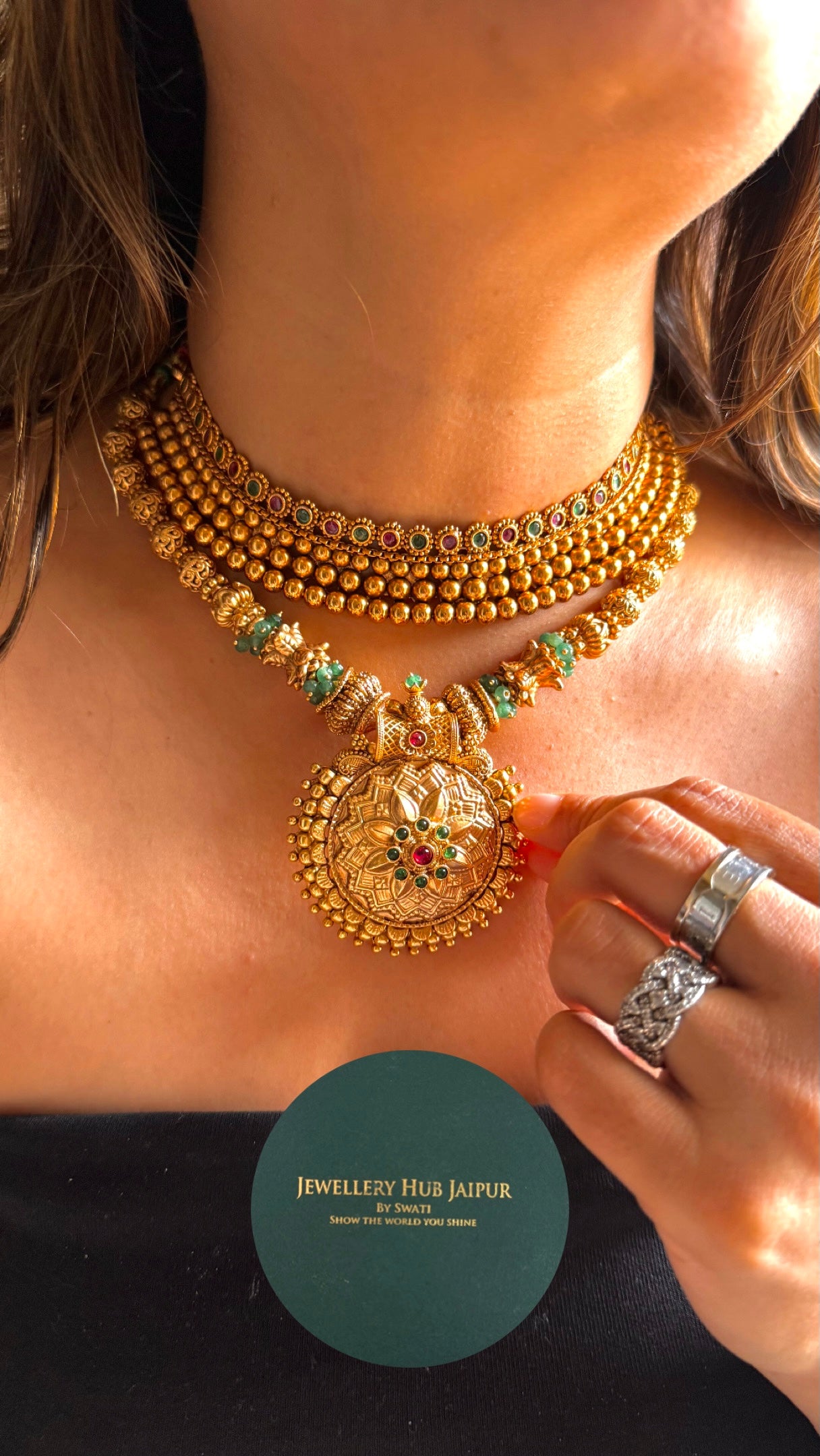 Heritage gold nakashi combo necklace