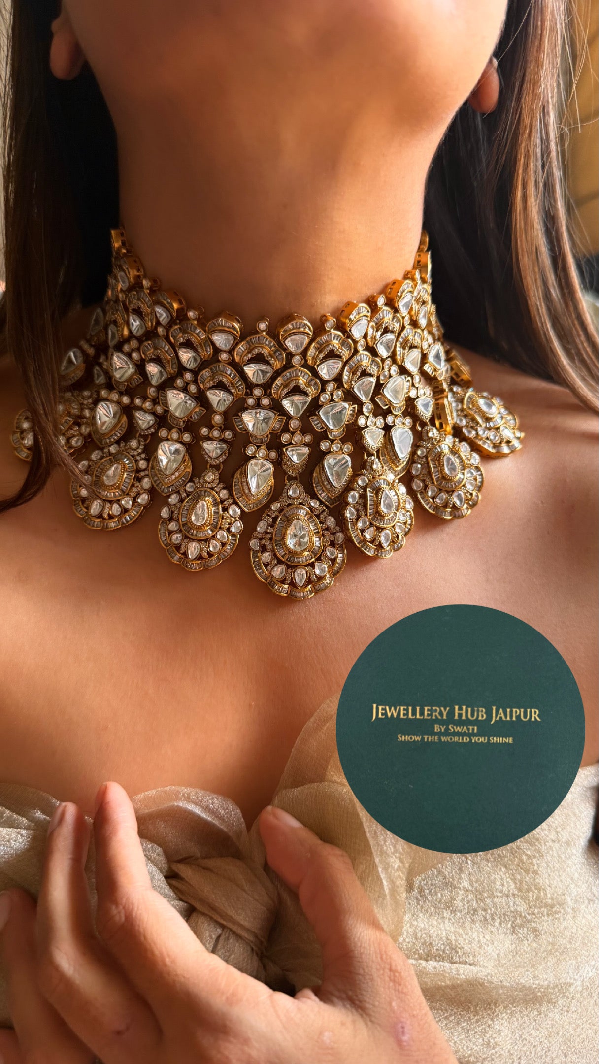 Real Moissanite bridal  asia choker Necklace(will be ready in seven days from the date of order)