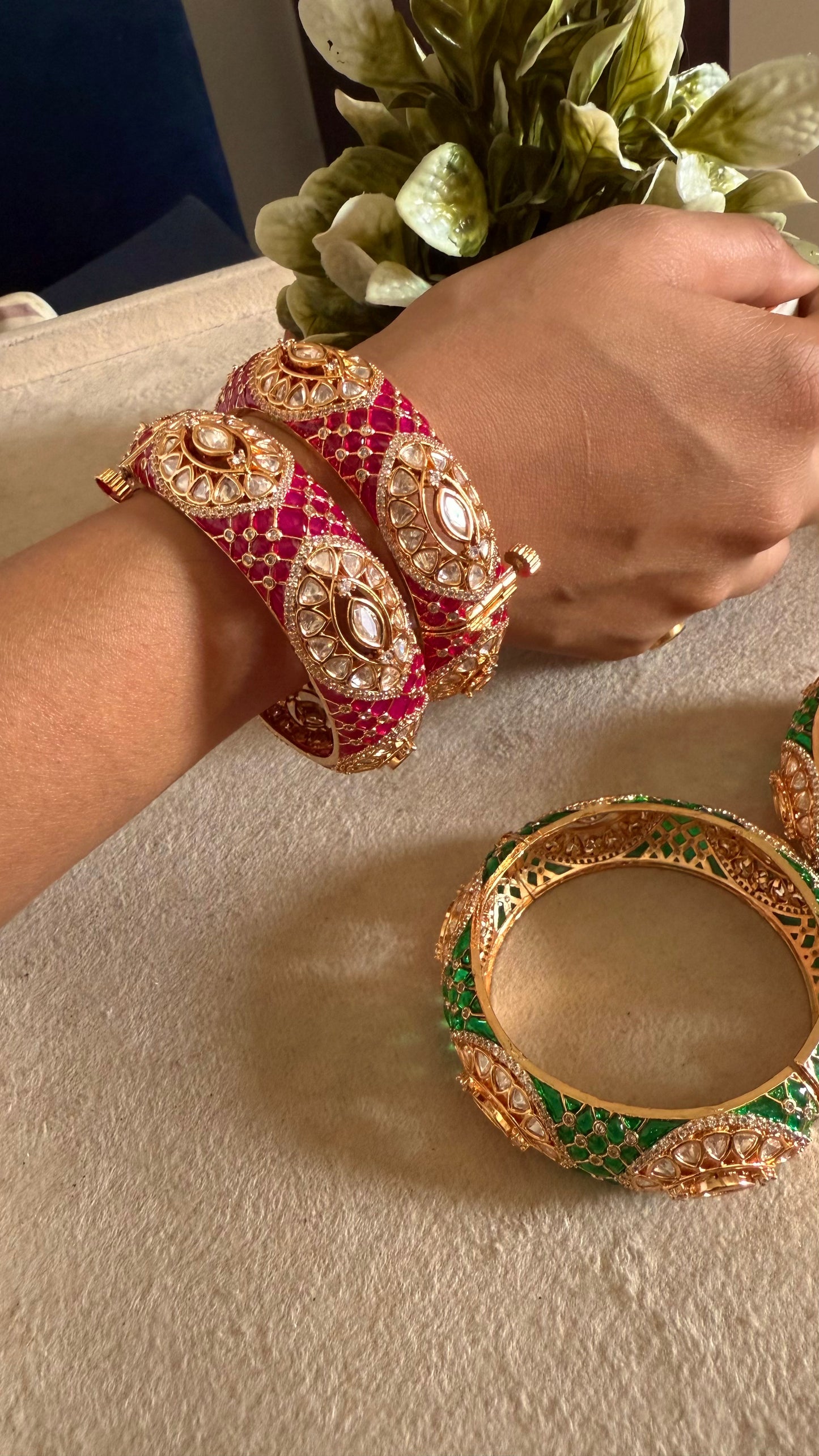 Rani pink katdana moissanite openable bangle