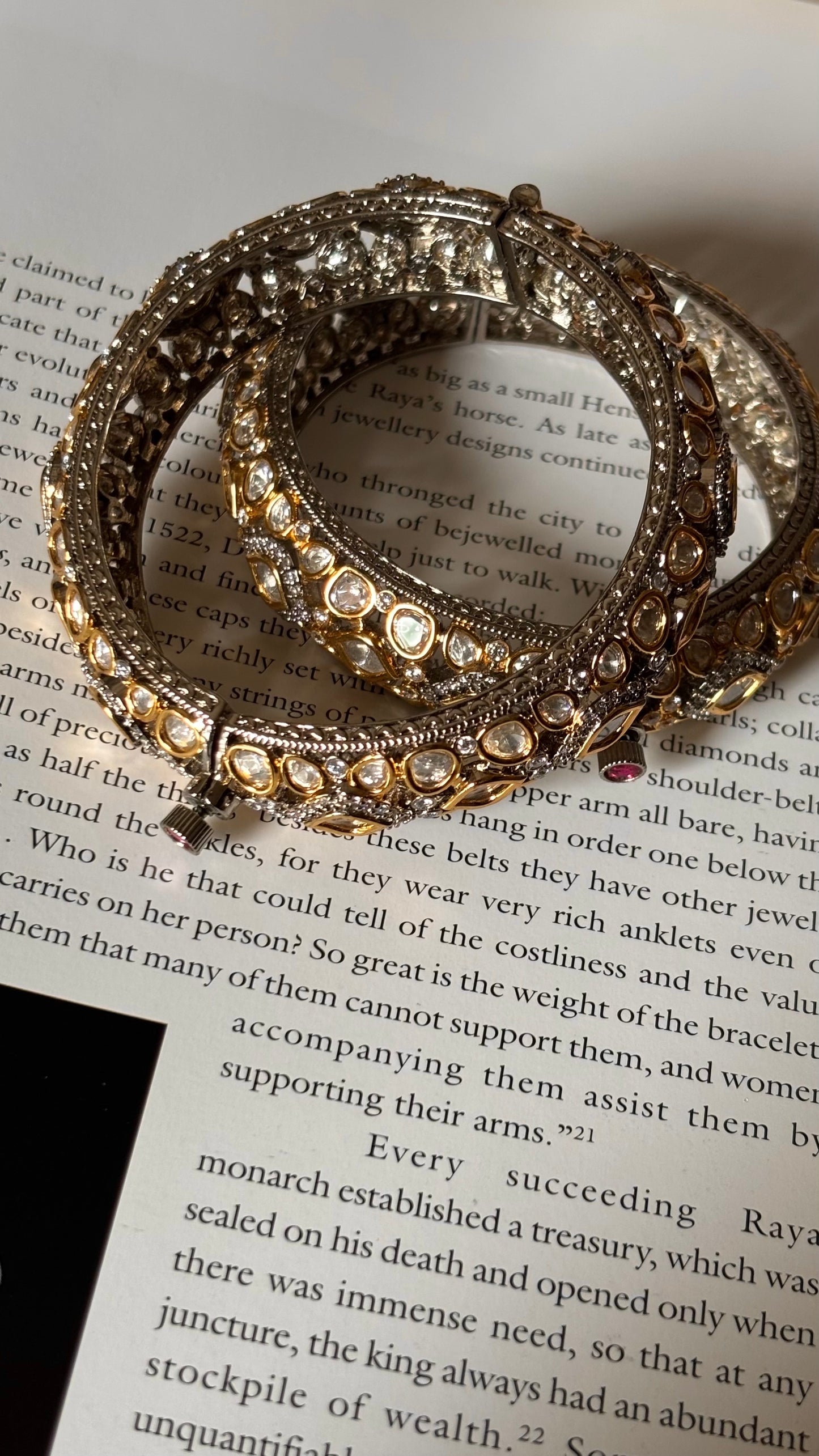 Moissanite polki Victorian openable bangles