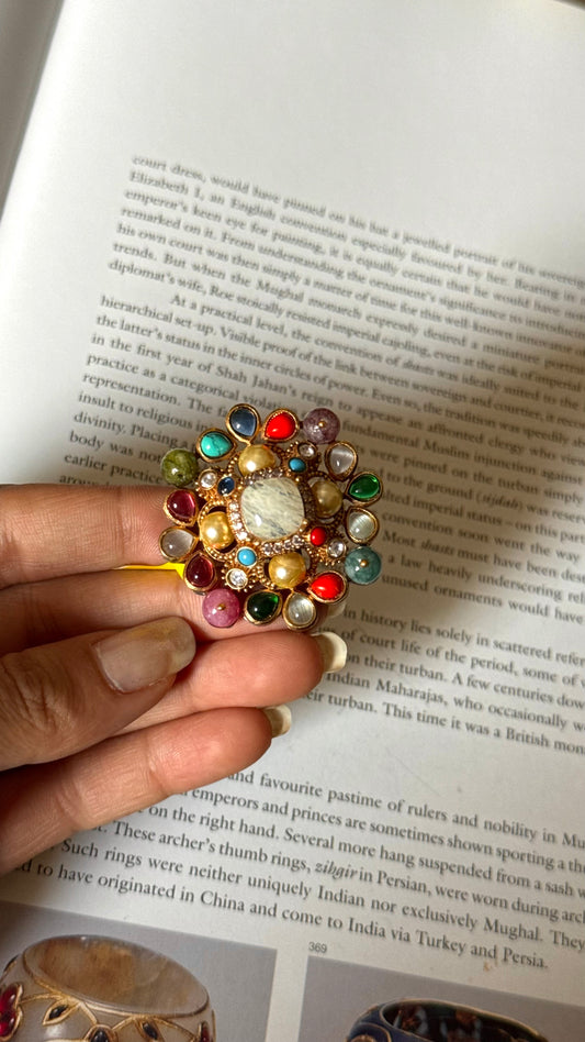 Sabyasachi inspired multicoloured adjustable ring