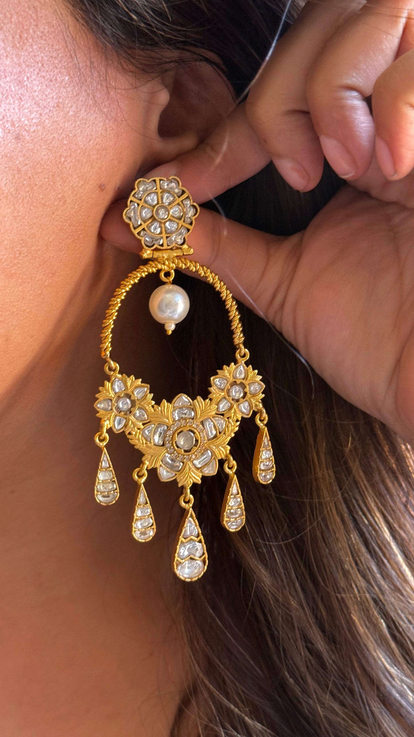Amrapali inspired polki danglers