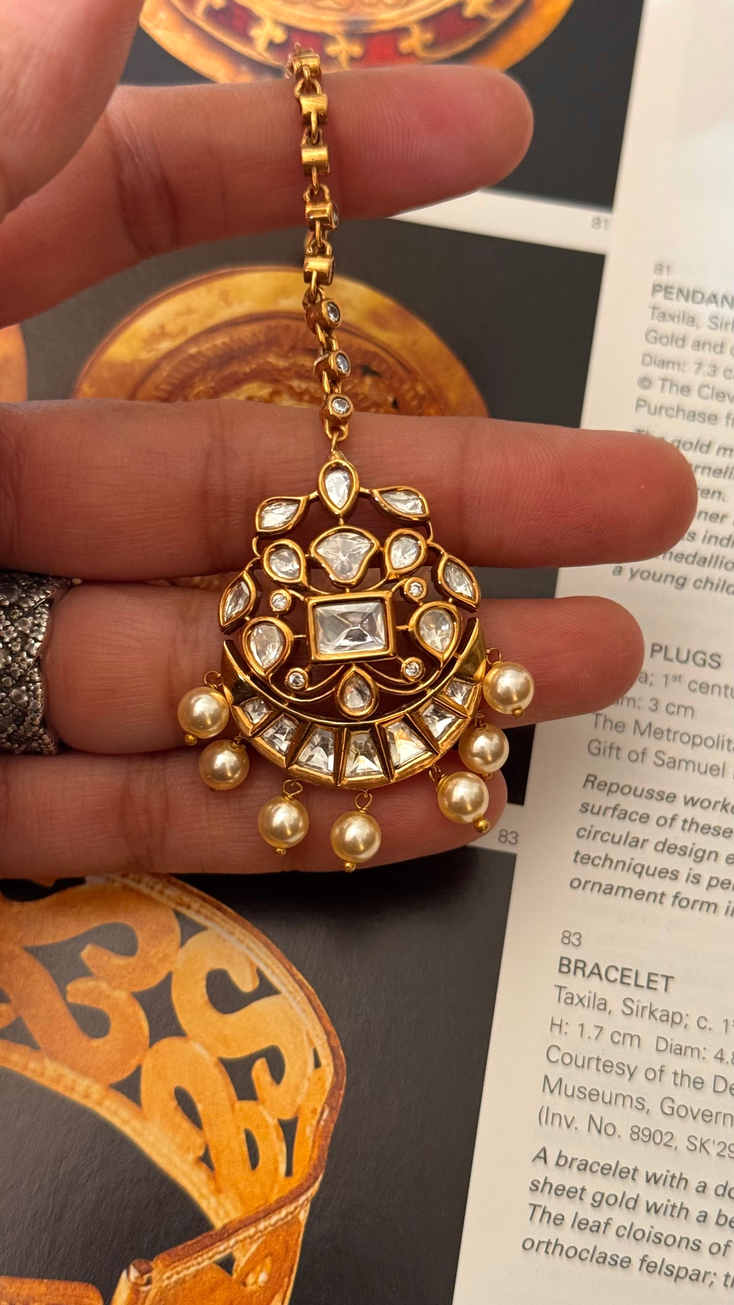 Real moissanite Victorian  polki mangtikka