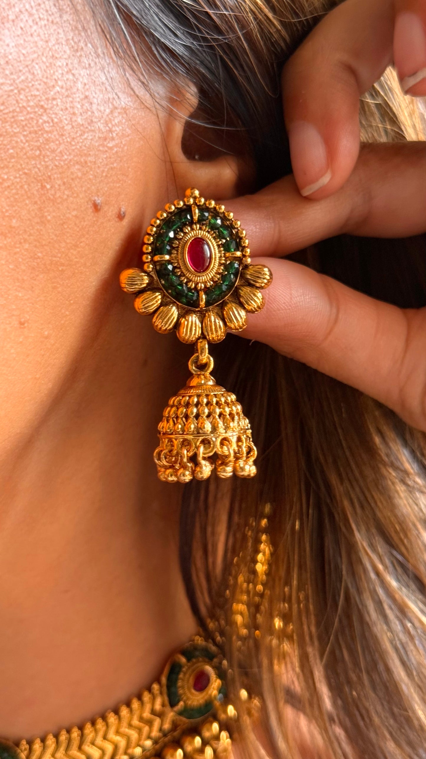 Emerald & ruby suthla nakshi Necklace