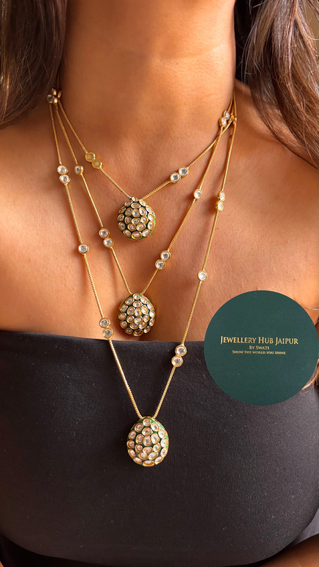 Meenakari triple layered pendant Necklace