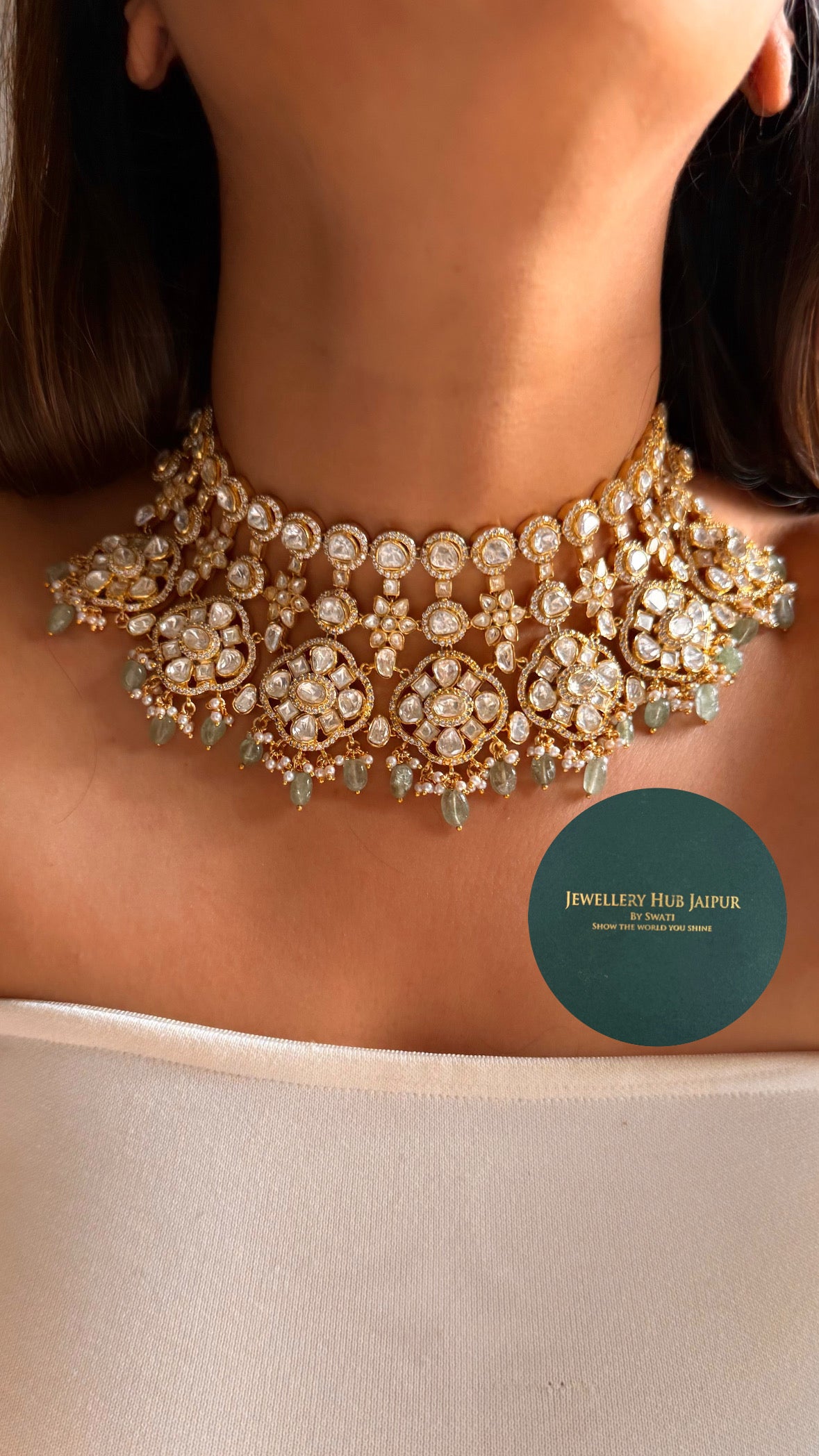 Real moissanite strawberry drop bridal necklace set