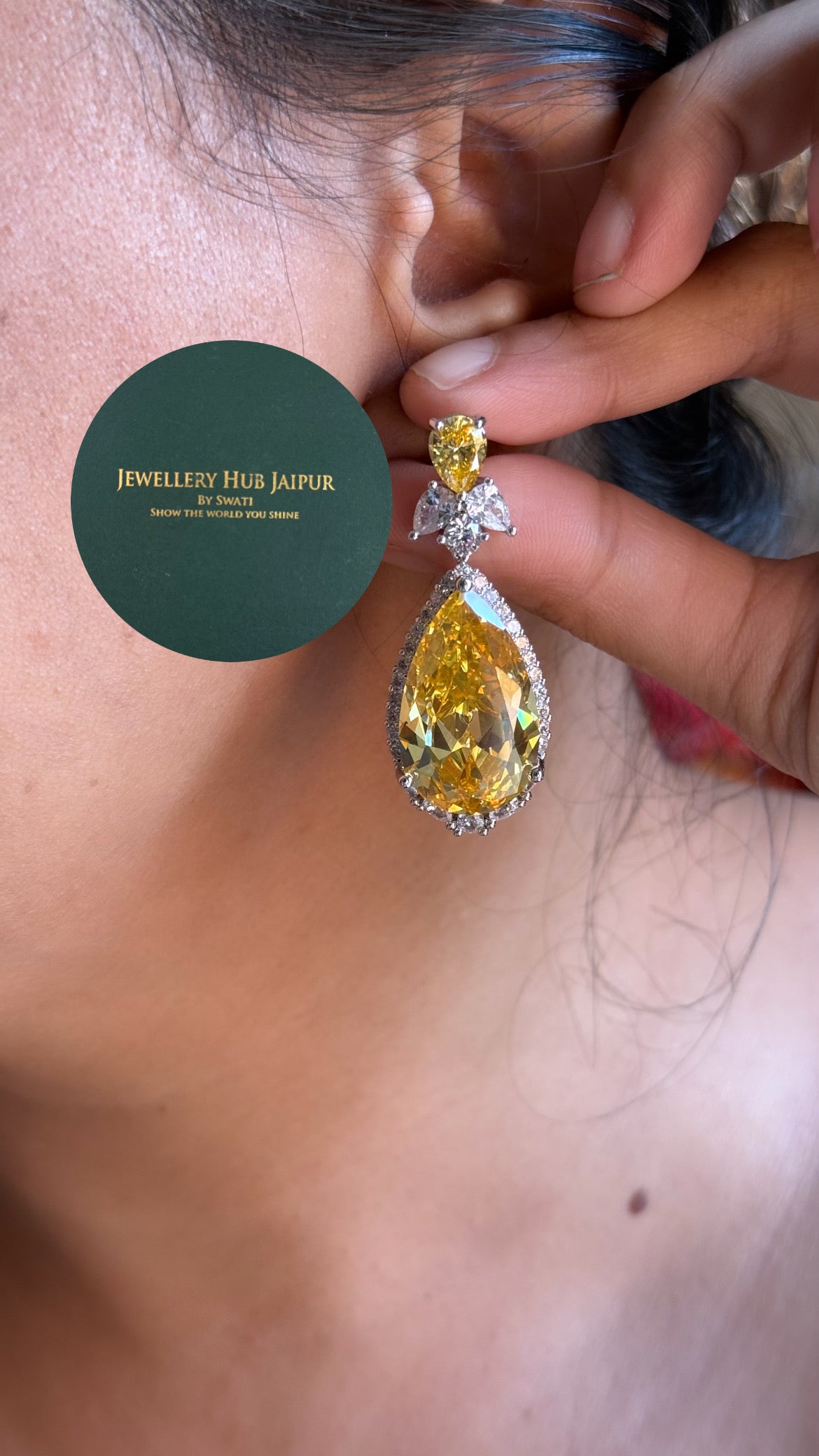 Citrine diamond cascade cocktail collar set