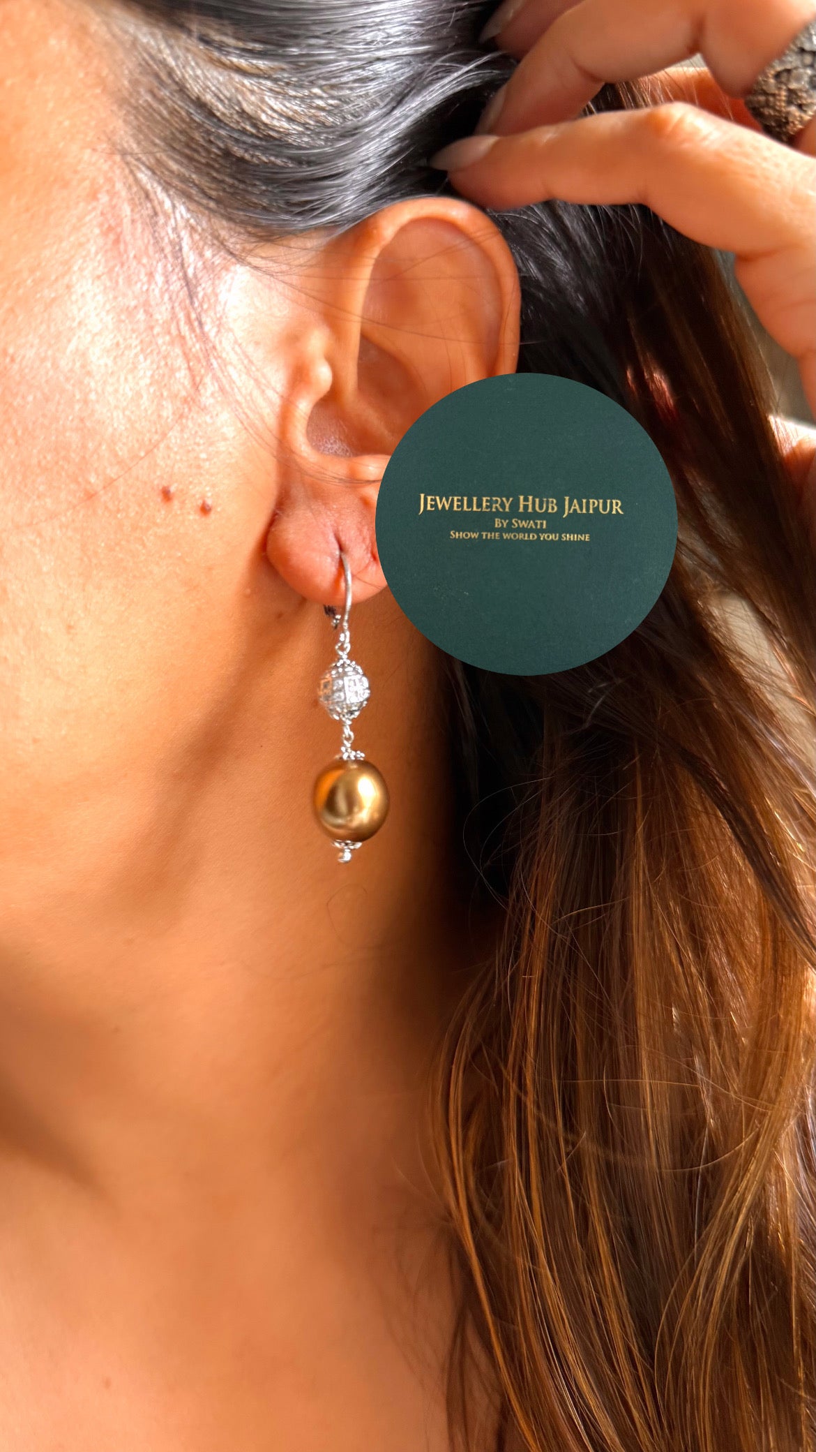 Chocolate Pearls & rhodium ball string set