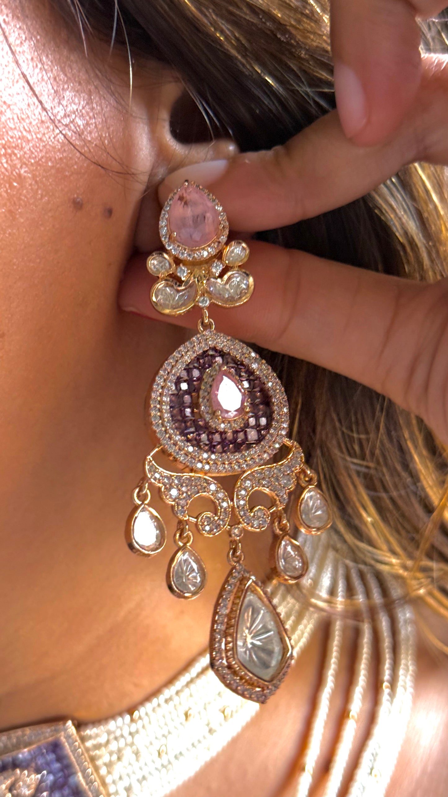 Tanzanite & rose, quartz design, designer necklace combo