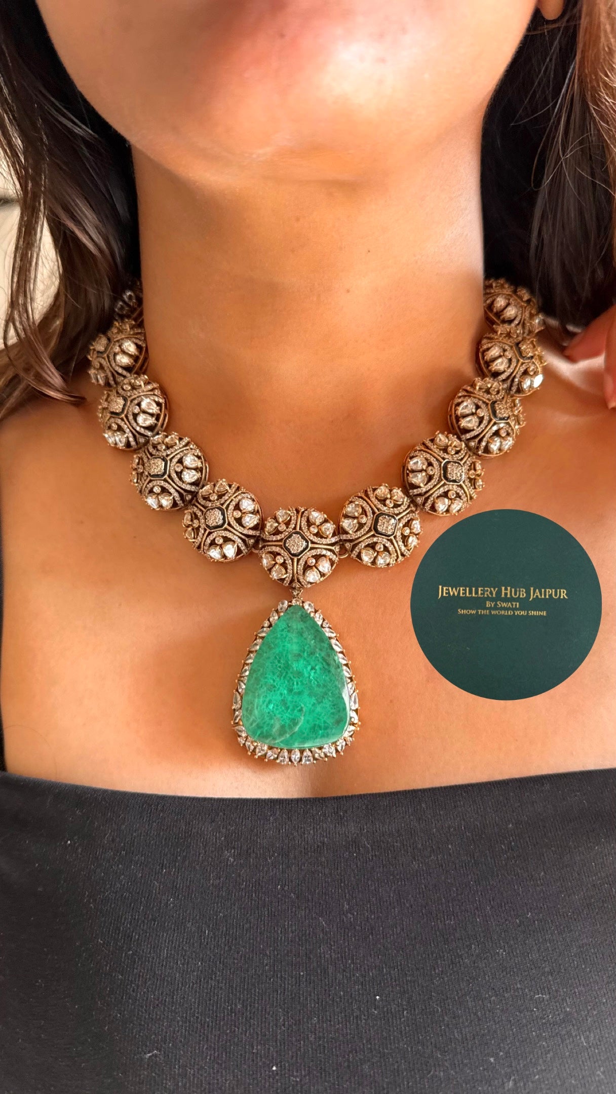 emerald stone statement necklace