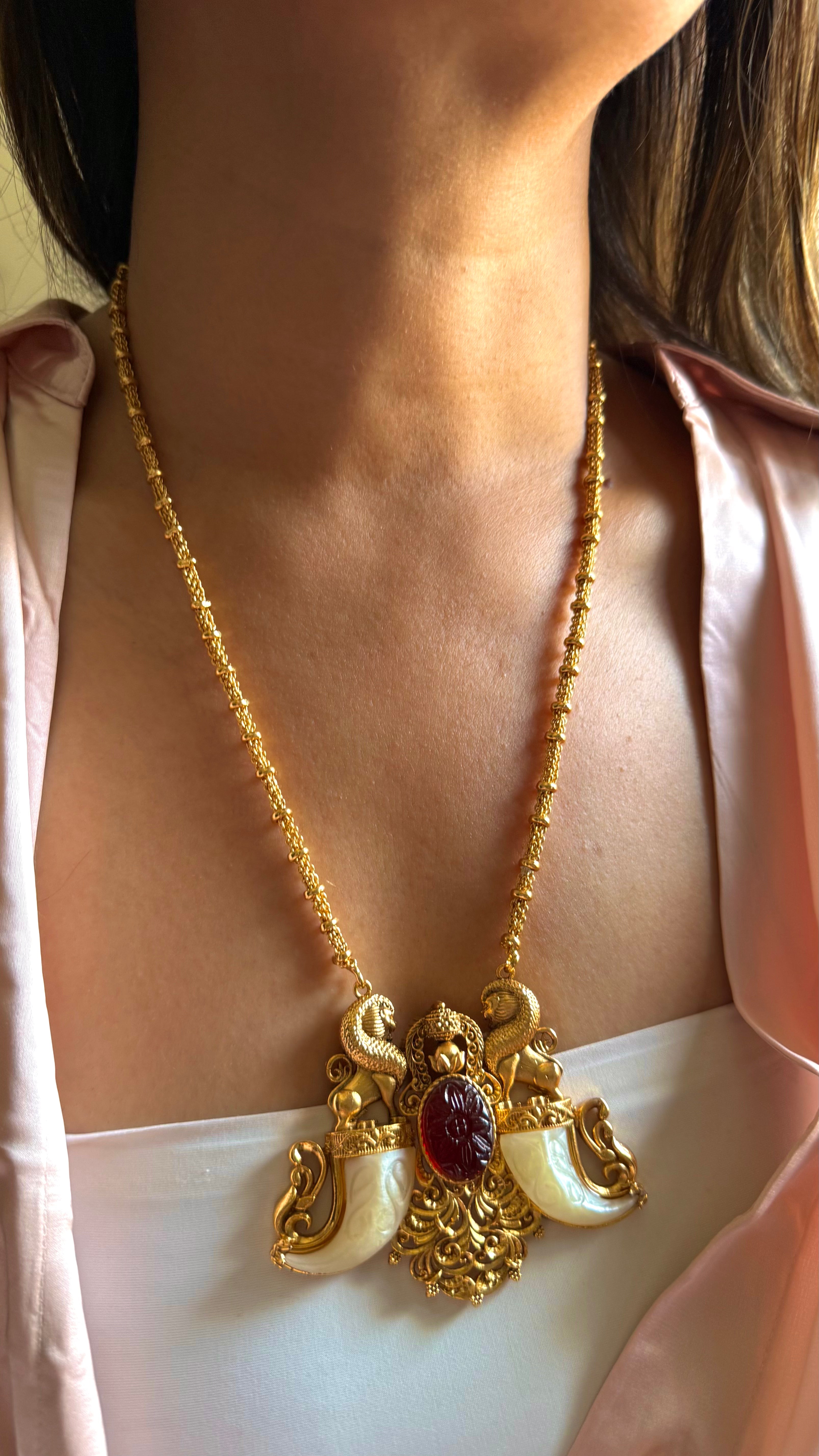 Sabhyasachi inspired ruby inlay pendant