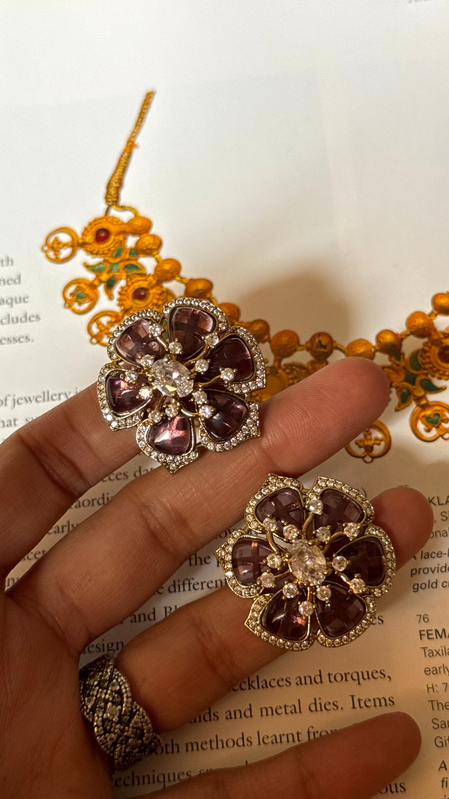 Amethyst floral cocktail studs